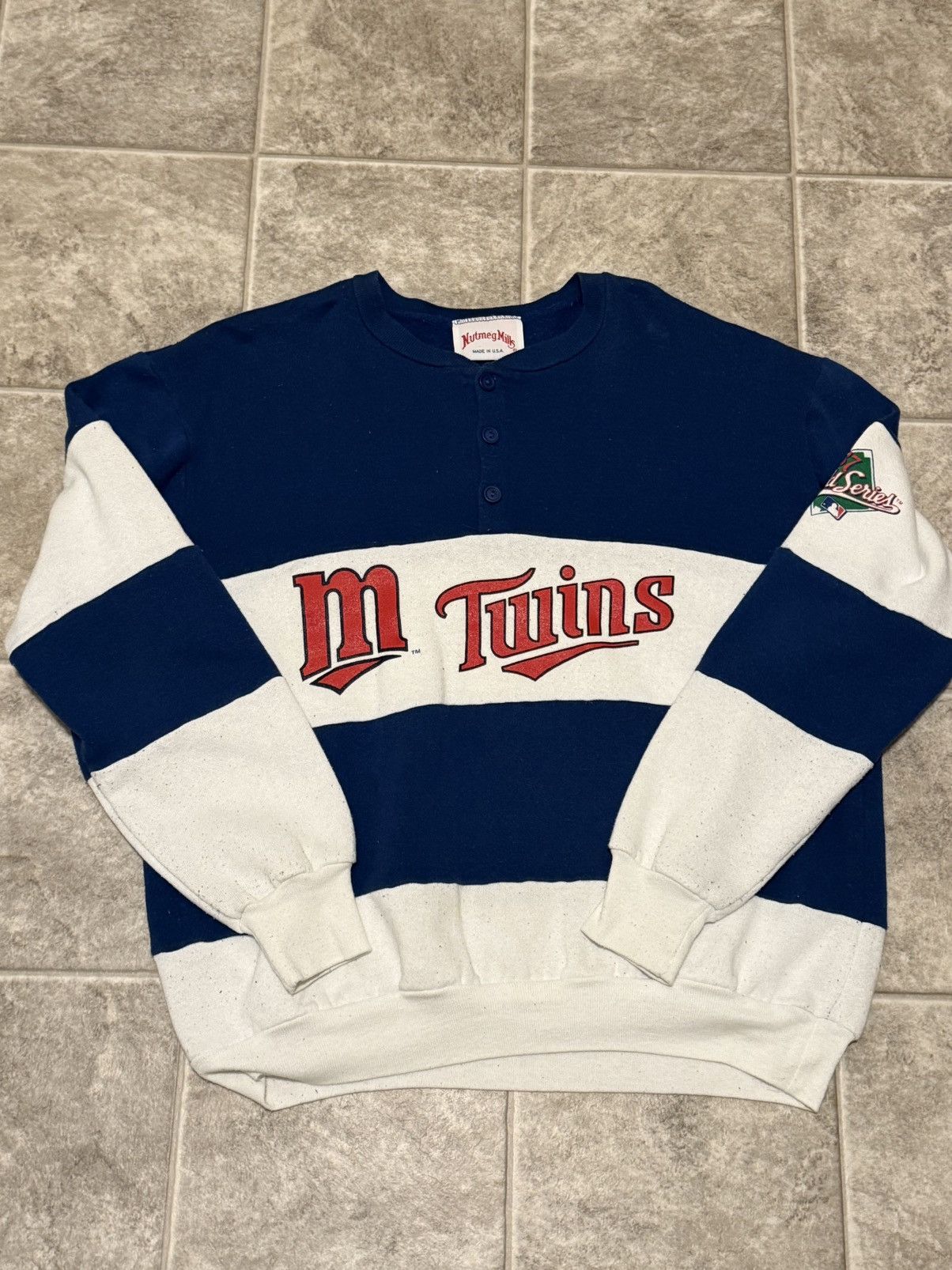 MLB × Vintage Retro World Series Minnesota Twins Striped Crewneck Size US M / EU 48-50 / 2 - 1 Thumbnail