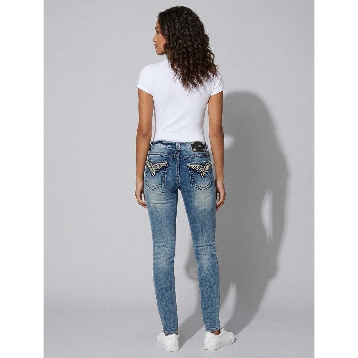Miss Me Miss Me Rhinestone Wing Distressed Skinny Jeans | McBling Y2 Size 28" / US 6 / IT 42 - 21 Thumbnail