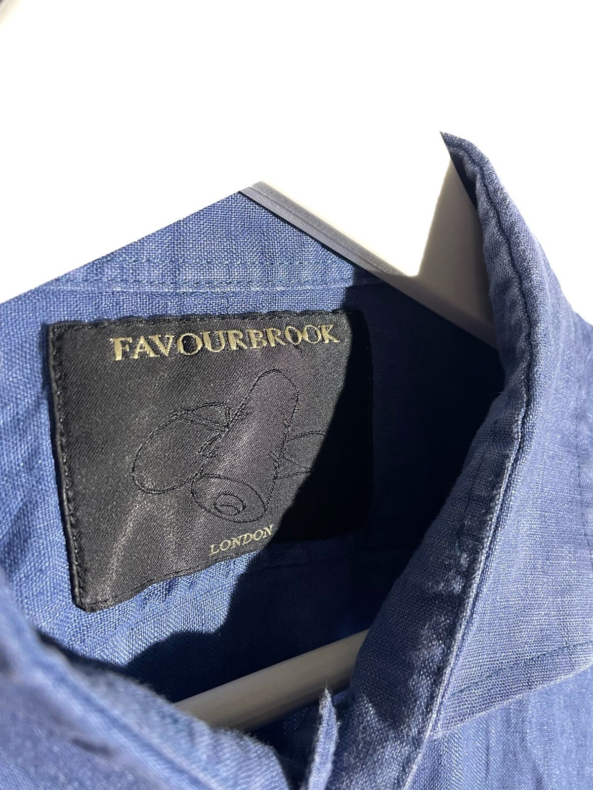 Designer Favourbrook London Men Linen Blue Shirt Size 16/S-M Portugal Size US S / EU 44-46 / 1 - 6 Thumbnail