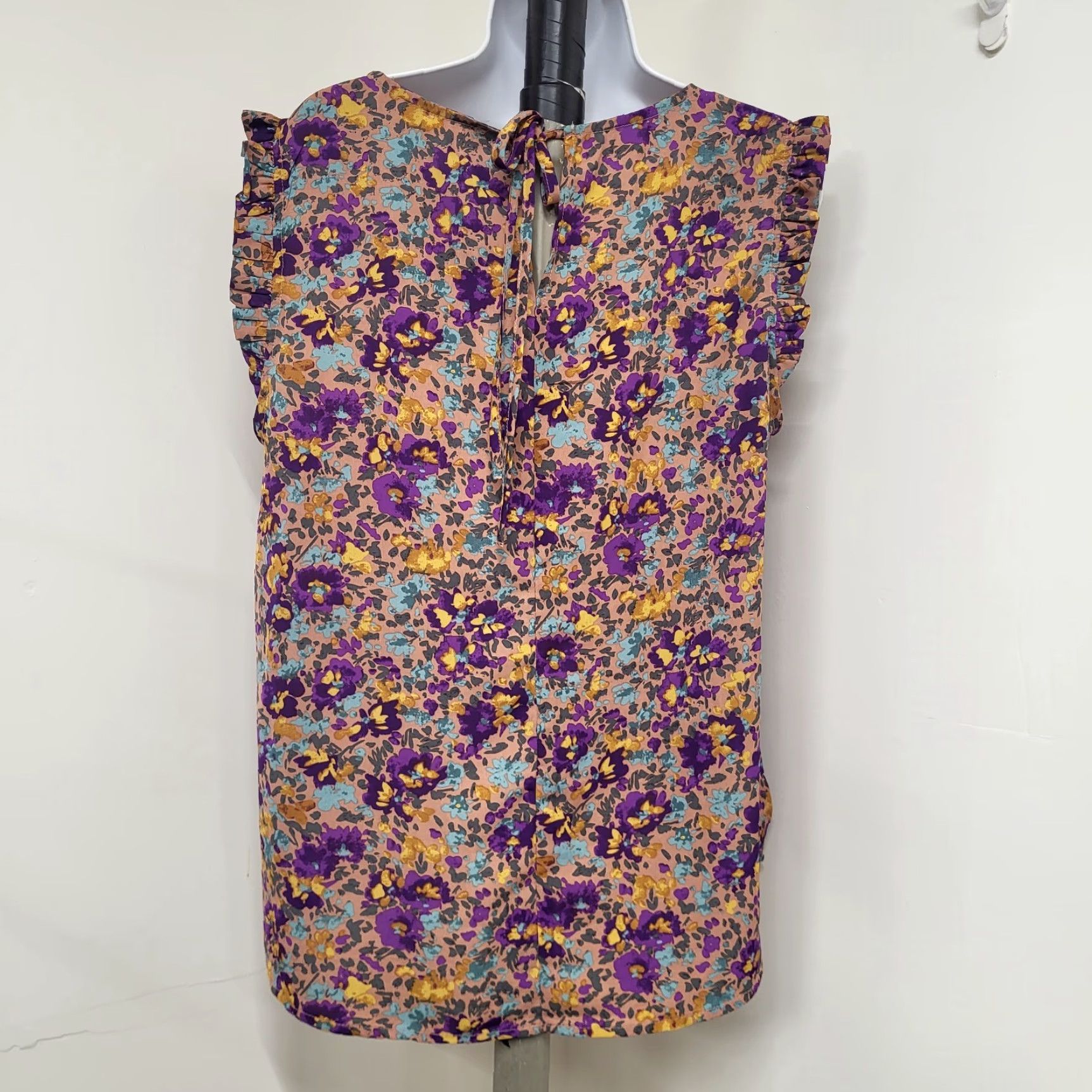 Vintage Jodifl Shirt Women's Sz Large Short Sleeve Purple Yellow Floral Print Top Blouse Size L / US 10 / IT 46 - 5 Thumbnail