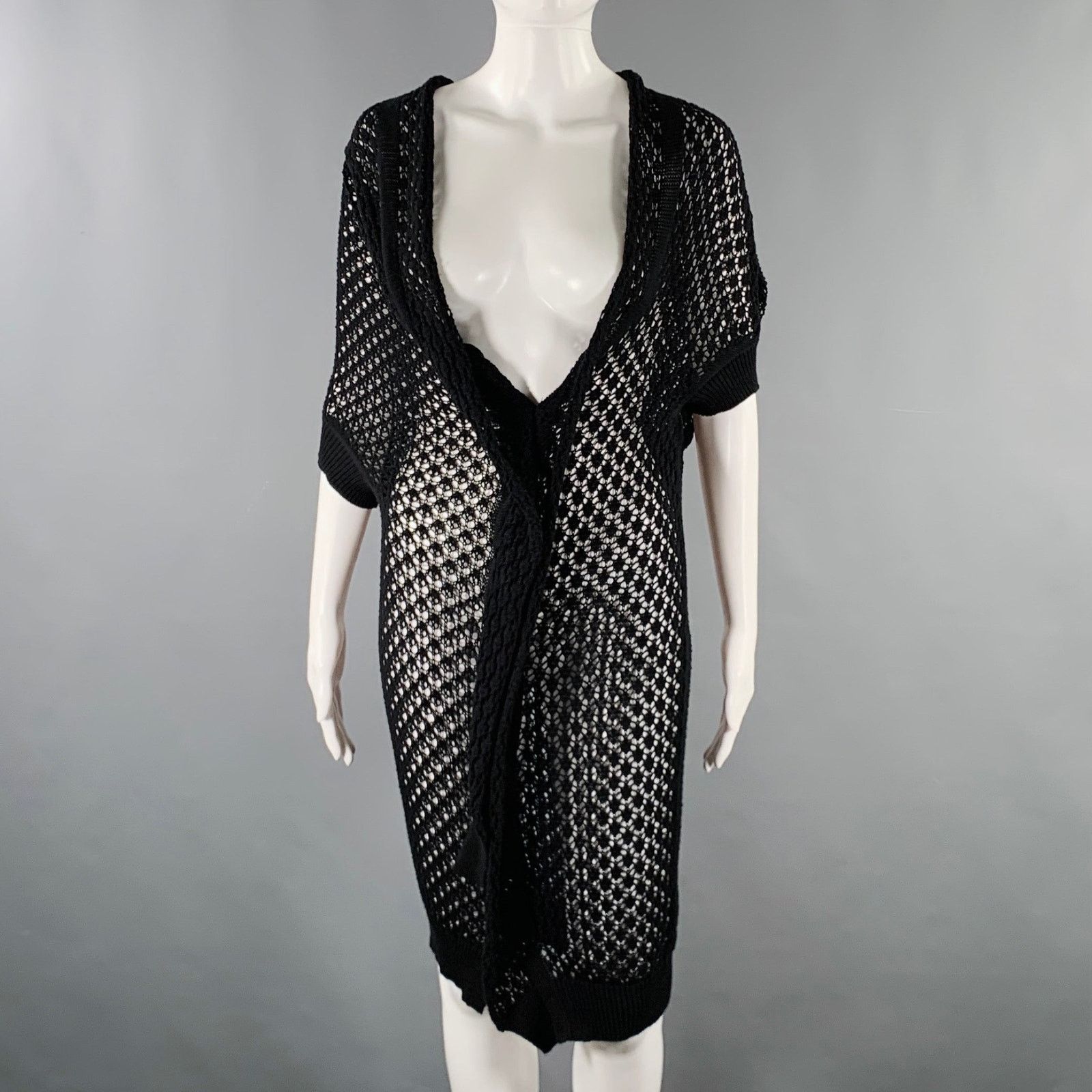 Vintage VINTAGE Size M Black Crochet Textured Short Sleeve Vest Size M / US 6-8 / IT 42-44 - 1 Thumbnail
