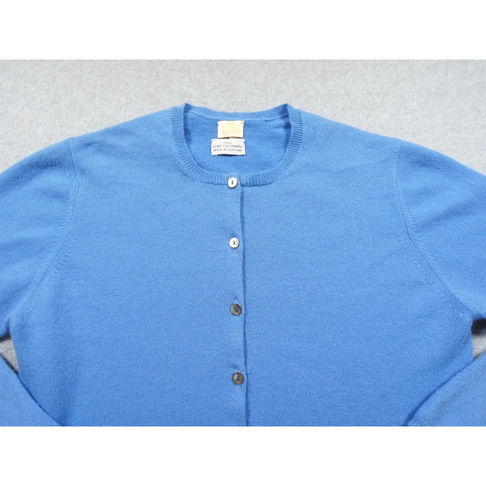 Vintage Carmel Cashmere and Company Sweater Cardigan Womens Medium Blue Knit Scotland Size M / US 6-8 / IT 42-44 - 2 Thumbnail