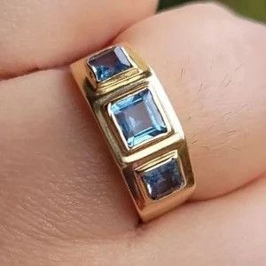 Vintage Vintage Vargas 18KHGE simulated sapphire ring Size ONE SIZE - 3 Thumbnail