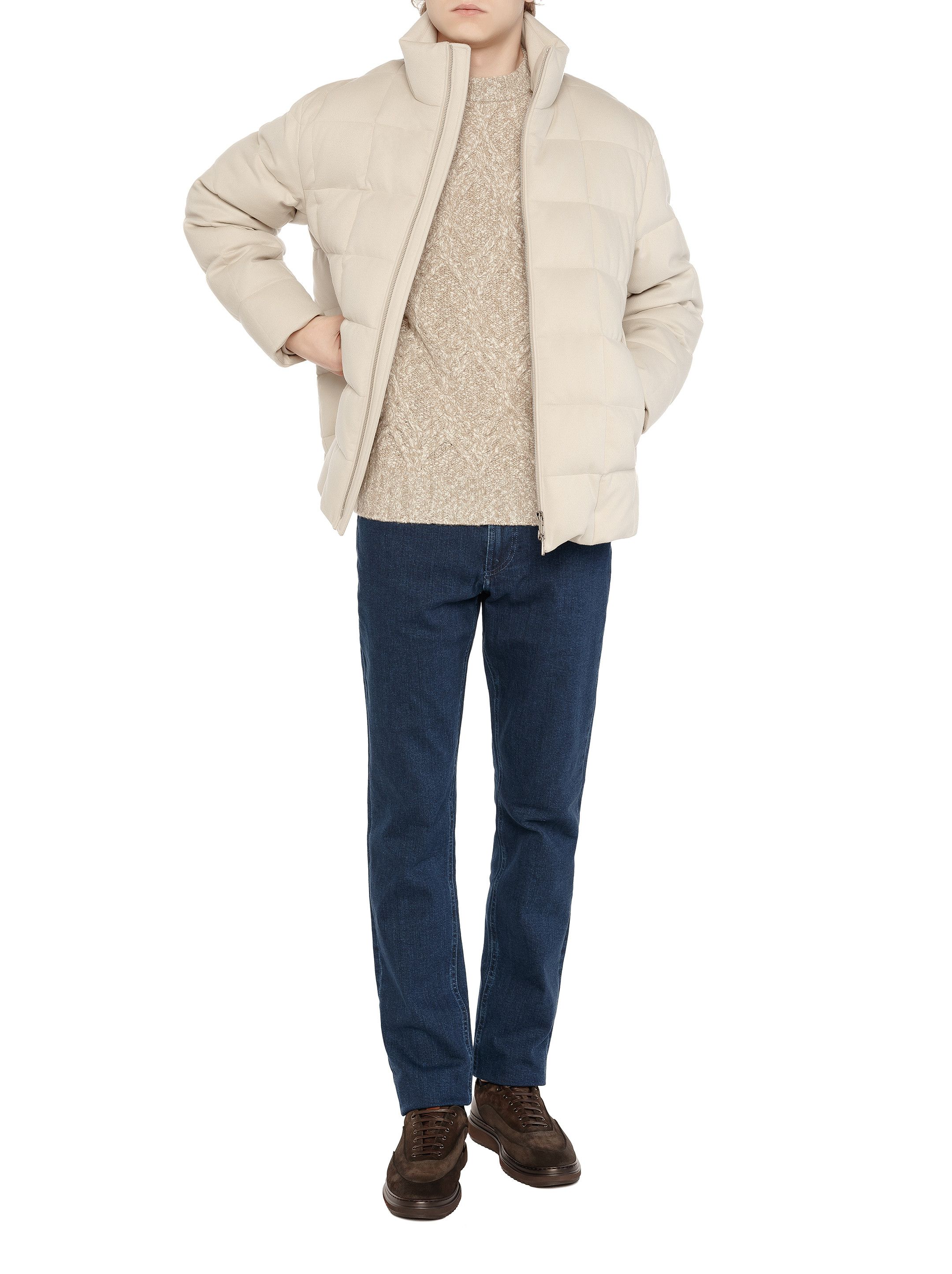 Loro Piana o1w1db10724 Khitan knitted Crew Neck Sweater in Beige Size US S / EU 44-46 / 1 - 2 Thumbnail