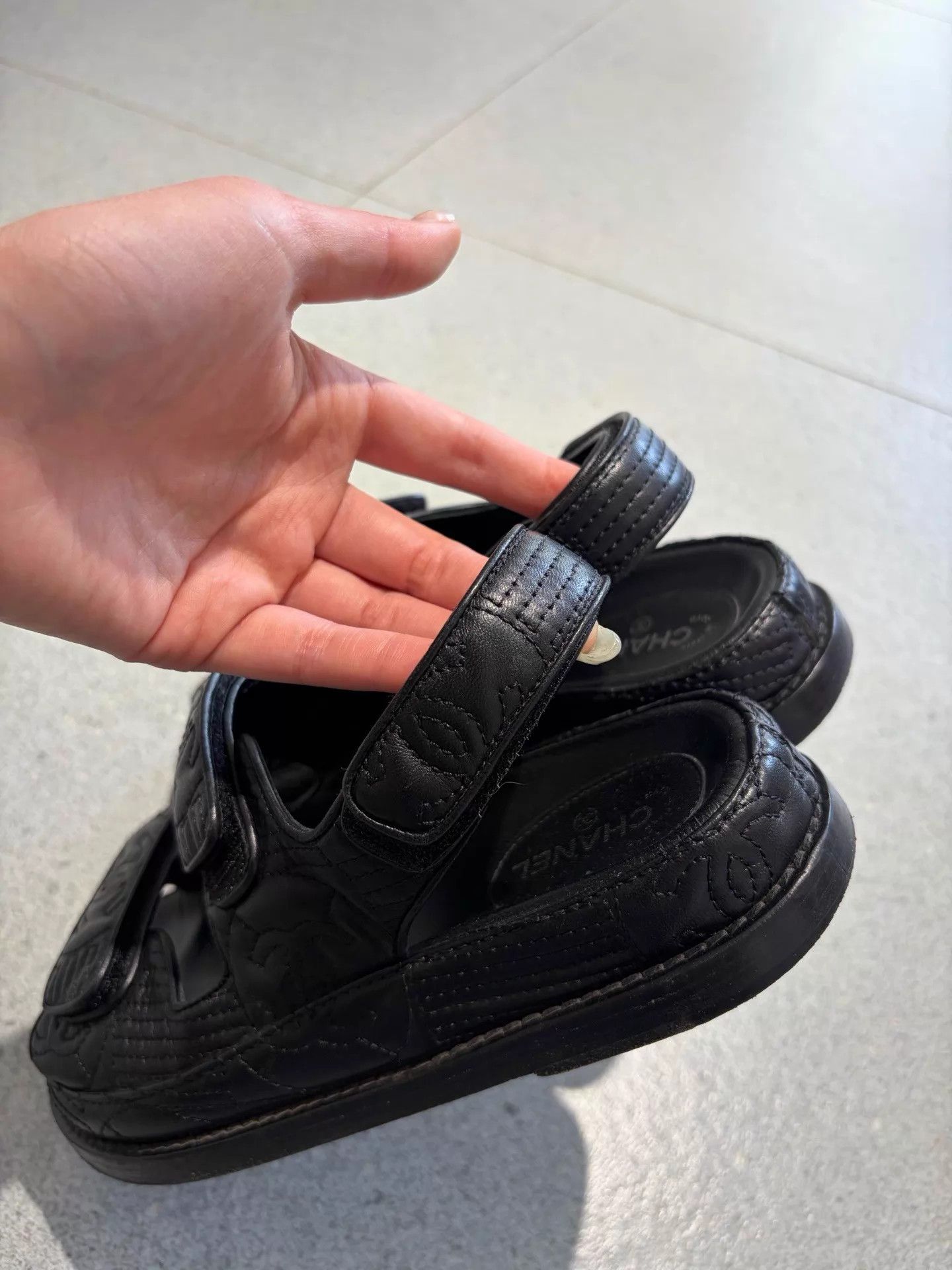 Chanel Chanel Black Embroidered CC Velcro Sandals 99 New 36 Size US 5.5 / IT 35.5 - 5 Thumbnail