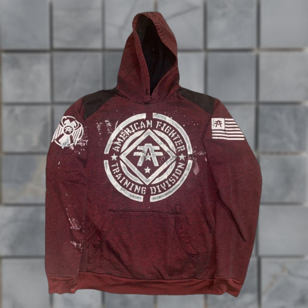 Vintage VINTAGE American Fighter Training Division Hoodie Red S 20x26 Gym Pullover Sweater Mens Size US S / EU 44-46 / 1 - 1 Thumbnail