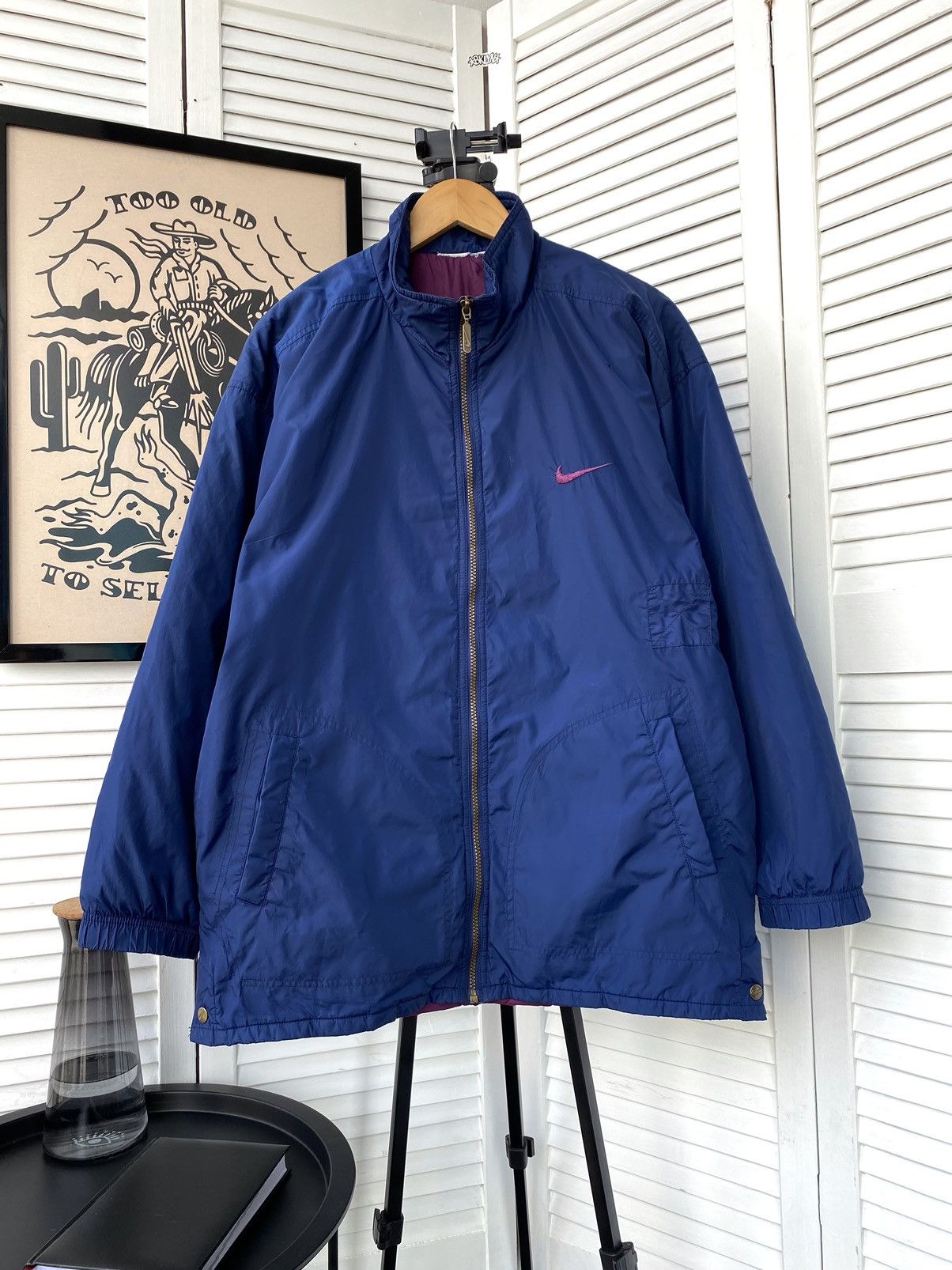 Nike × Vintage Vintage Nike Big Swoosh Logo Nylon Coat Jacket Size US L / EU 52-54 / 3 - 2 Thumbnail