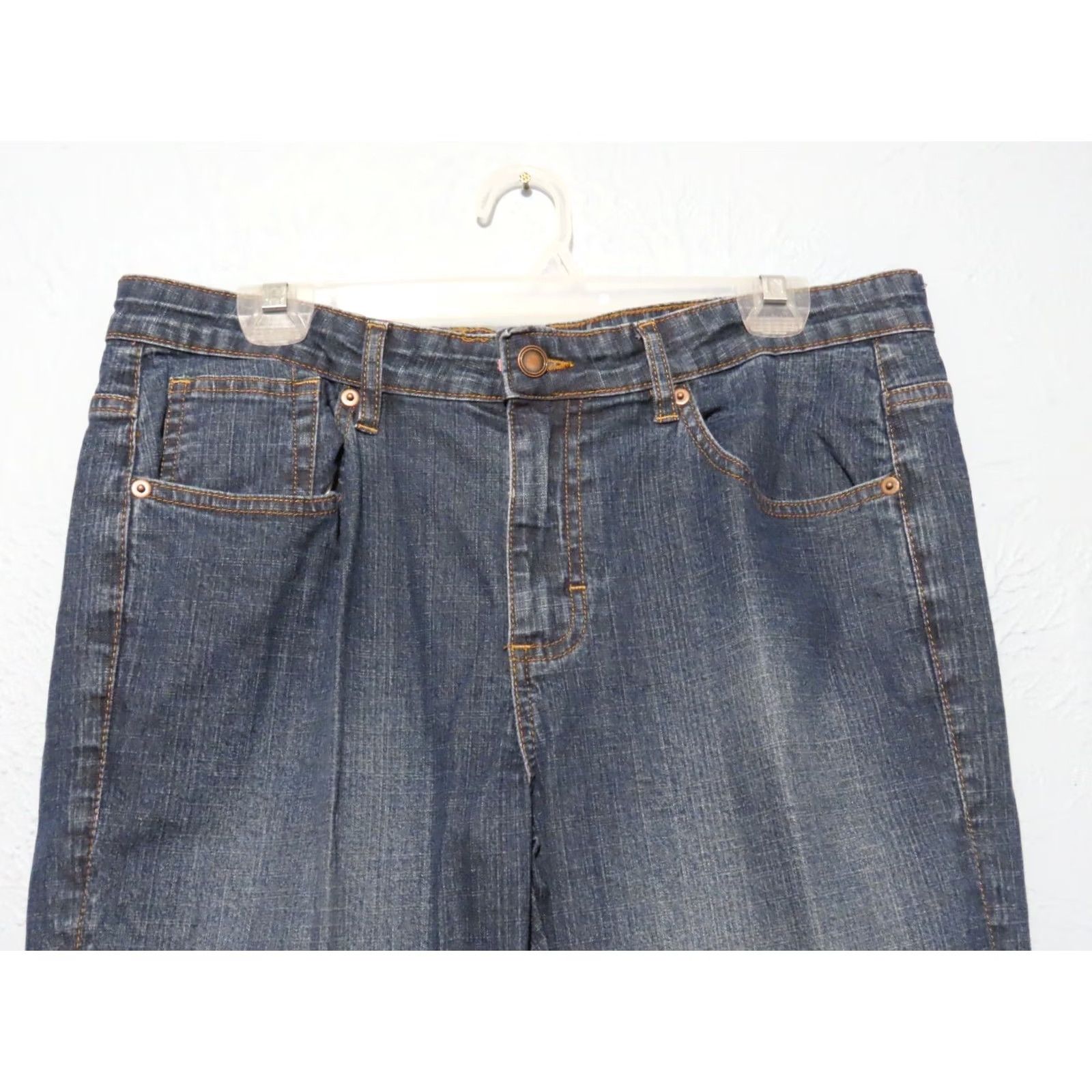 Lee Lee National Denim Day Blue Jeans with Pink Accents Womens Regular 13/14M Mid Rise 5-Pocket Denim Zip Inseam 30.5in Cotton Blend Blue Jeans Size 34" / US 12 / IT 48 - 3 Thumbnail