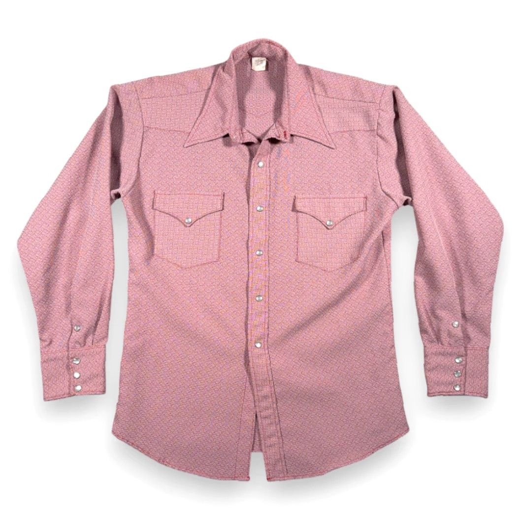 Vintage VINTAGE Western Shirt Adult MEDIUM Red Heather Rose Cowboy Rodeo Pearl Snap 70s Size US M / EU 48-50 / 2 - 2 Thumbnail