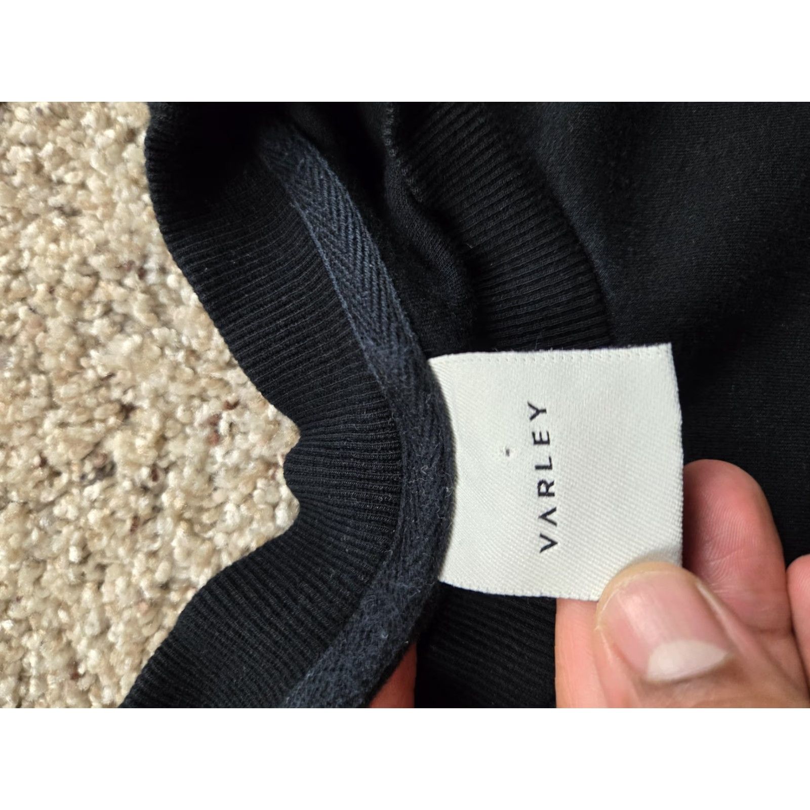 Varley Varley Sweatshirt Womens M Black Charter DoubleSoft Viscose Polyester Elastane Crew Neck Zip Accent Zipper 2.0 Side Size M / US 6-8 / IT 42-44 - 5 Thumbnail