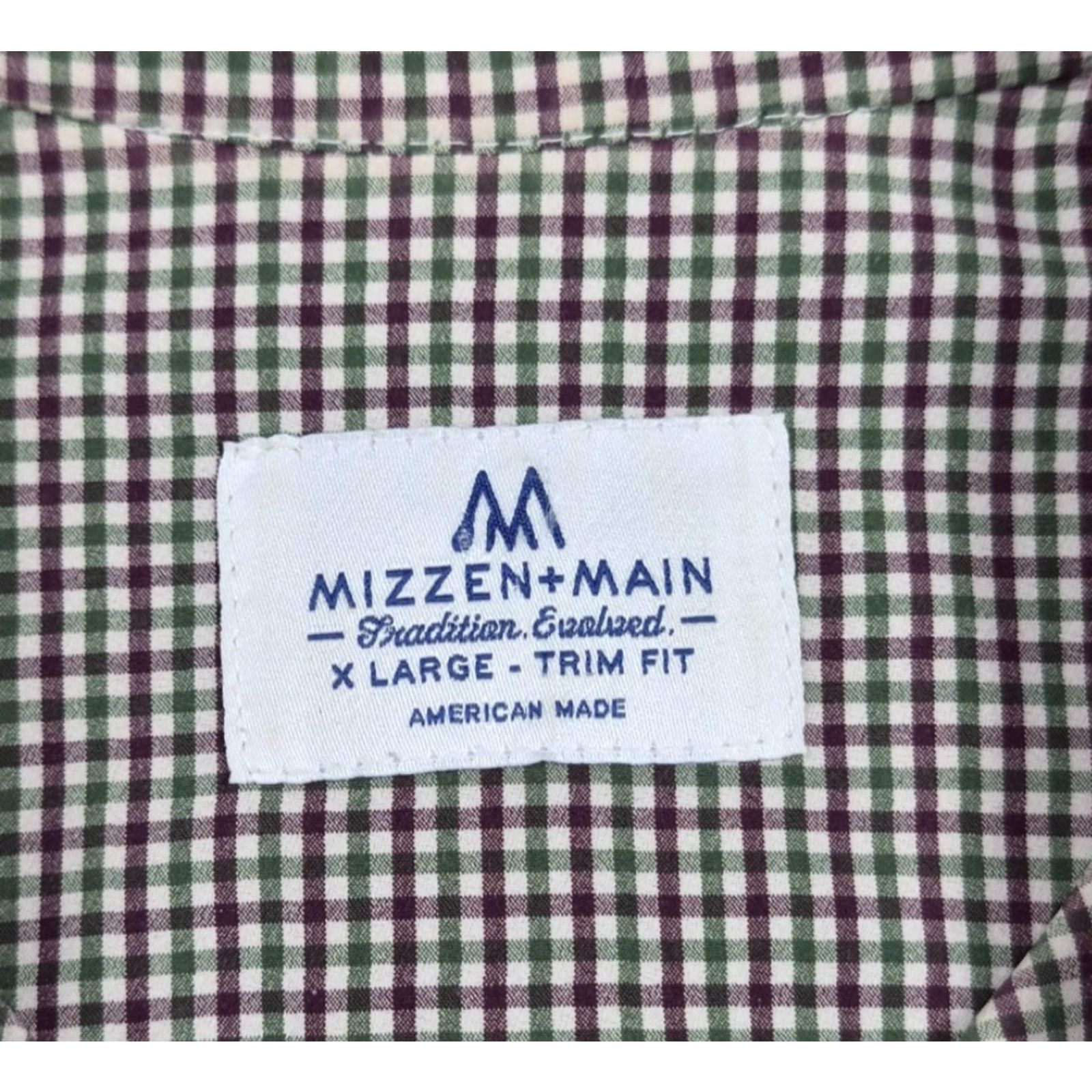 Mizzen+Main Mizzen+Main Button Up Shirt Mens XL Gingham Trim Fit Stretch Dress USA Made Size 46R - 5 Thumbnail