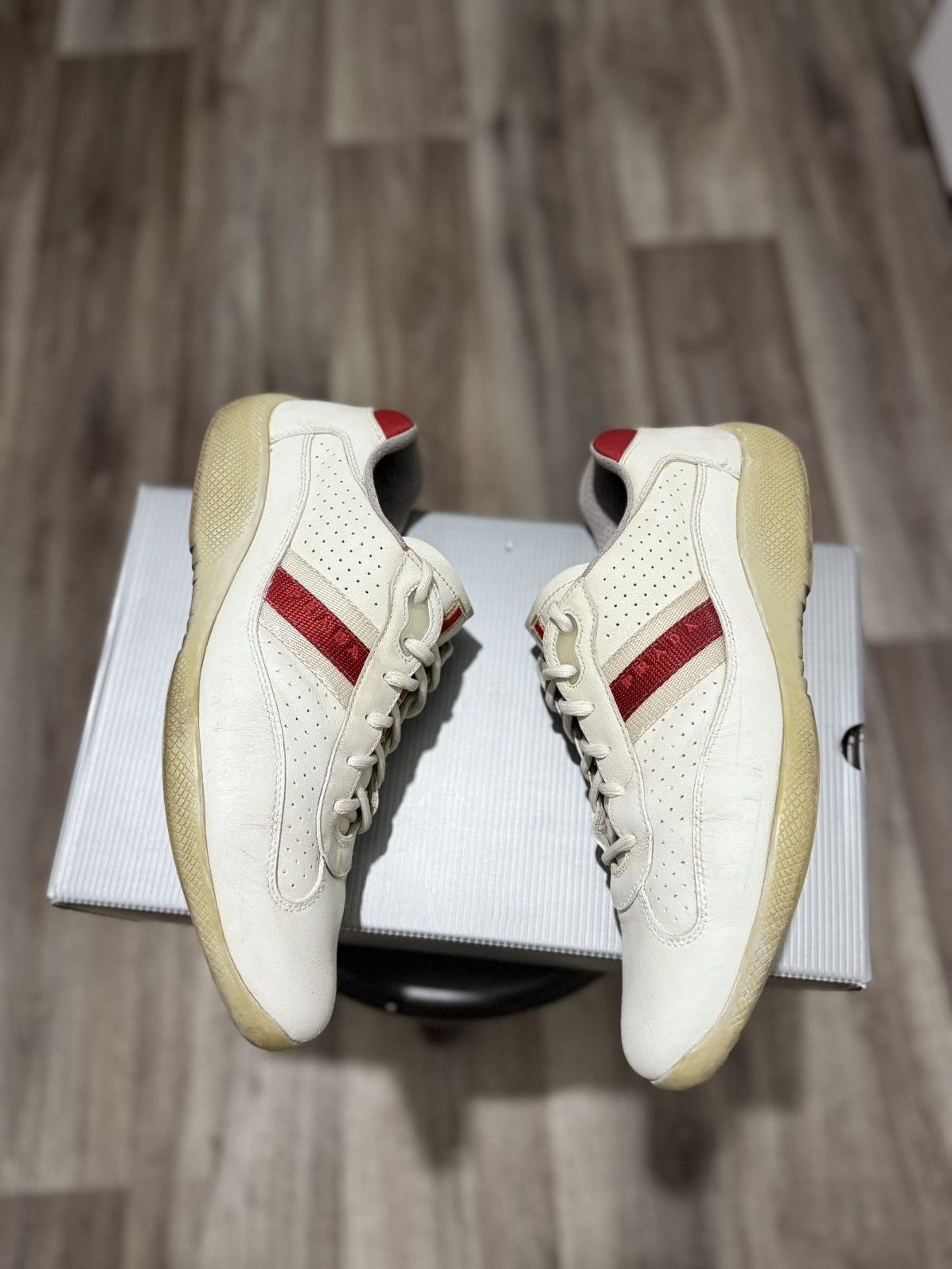 Prada PRADA AMERICAS CUP LEATHER SNEAKERS MEN’S SHOES WHITE 4E1298 Size US 9 / EU 42 - 9 Thumbnail