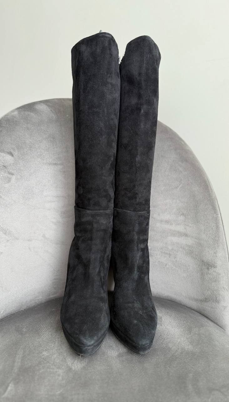 Prada Prada Suede Knee High Pointed Toe Heel Boot Vintage Women Size US 7 / IT 37 - 8 Thumbnail