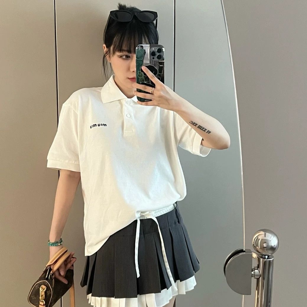 Miu Miu Miu Miu mar18 logo short-sleeve Polo Shirt XS Size XS / US 0-2 / IT 36-38 - 7 Thumbnail