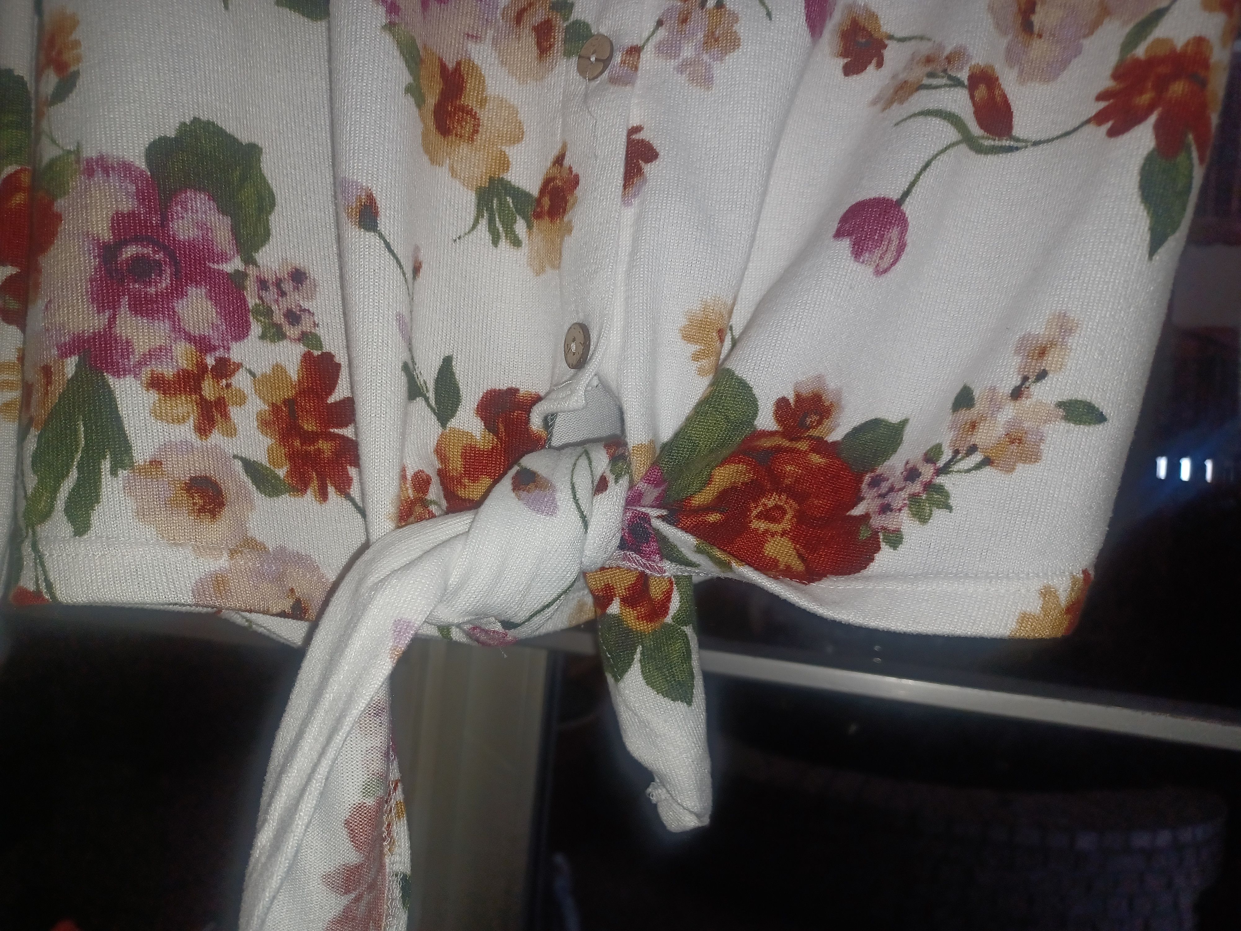 Other M. Fasis Women's Sweater Button-Up 2X White with Flowers Size XXL / US 16-18 / IT 52-54 - 4 Thumbnail