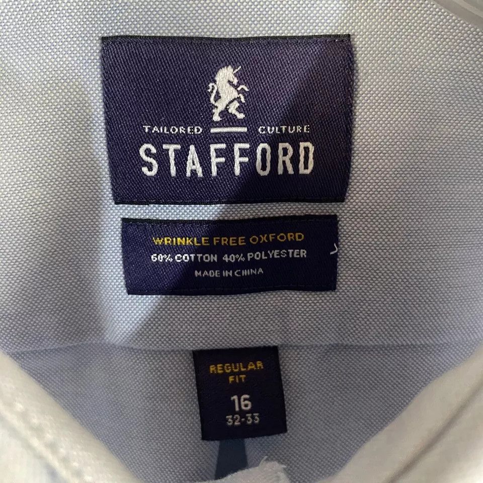 Stafford Stafford Shirt Men's 16 Regular Fit 32-33 Oxford Button Down Size US M / EU 48-50 / 2 - 3 Thumbnail