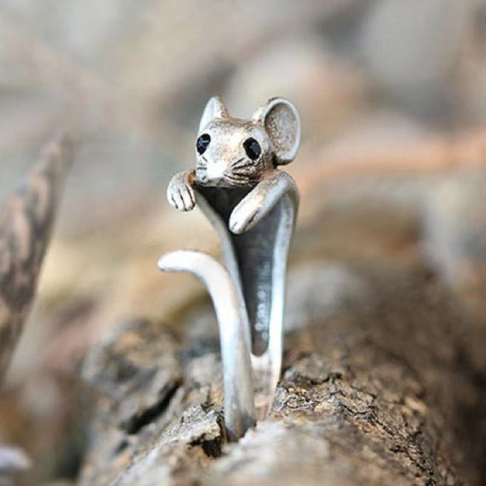 Other Mouse Silhouette Animal Ring | Silver Tone Adjustable Size Size ONE SIZE - 4 Thumbnail