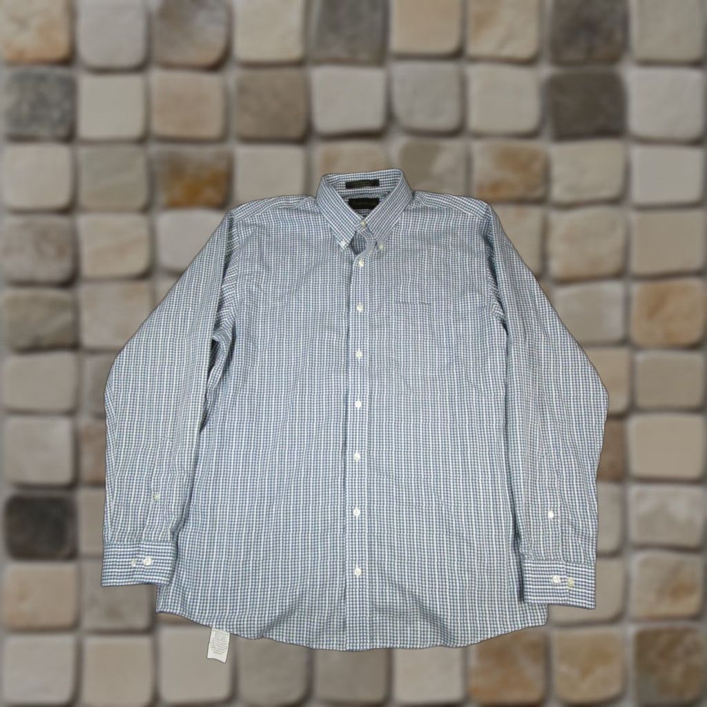 Vintage Allen Edmonds Shirt Mens XL Blue Cotton Button-Up Check Size US XL / EU 56 / 4 - 1 Thumbnail