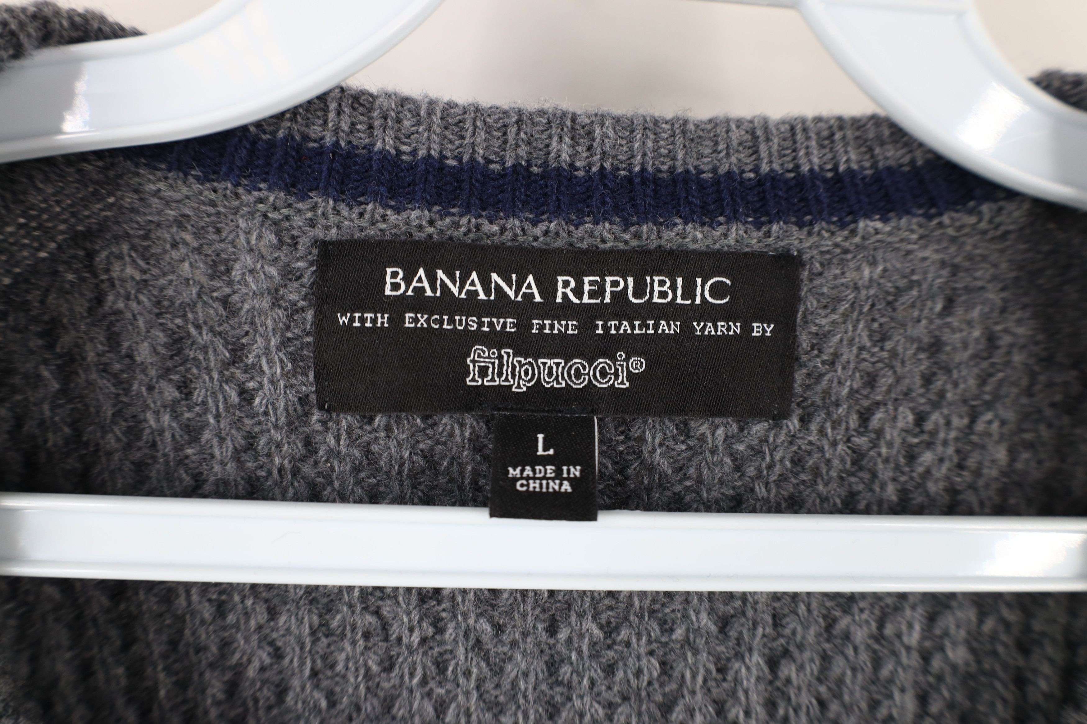 Banana Republic × Vintage Banana Republic Italian Yarn Wool Thermal Knit Sweater Gray Size US M / EU 48-50 / 2 - 4 Thumbnail