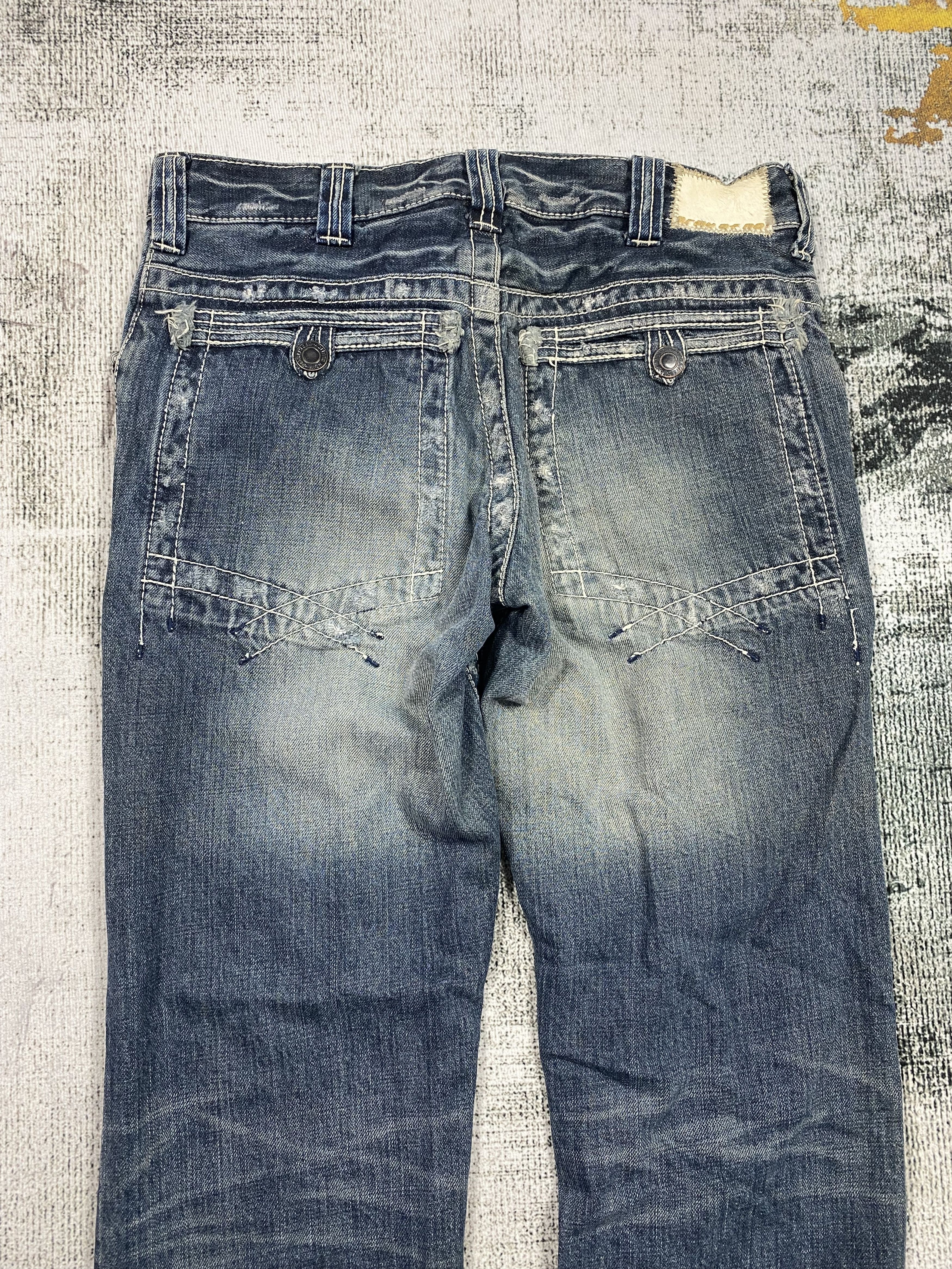 Japanese Brand SICKS💥Japanese Distressed Denim Whiskers Rusty Faded Jeans Size US 30 / EU 46 - 11 Thumbnail