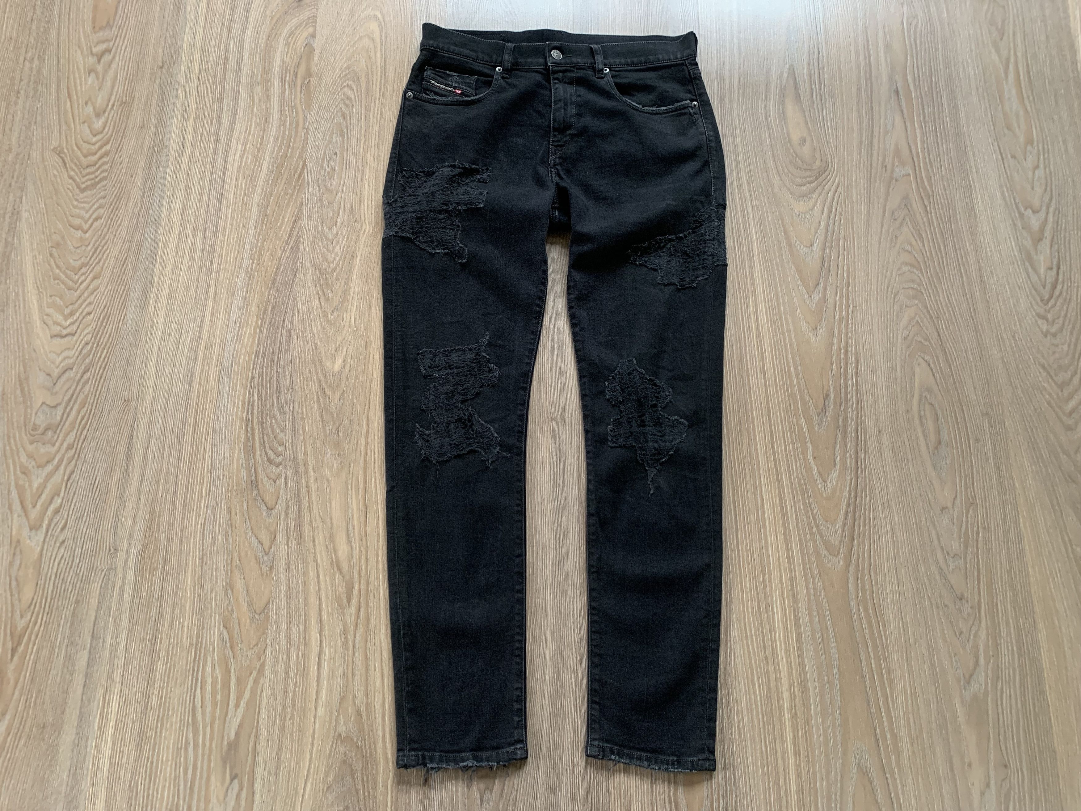 Diesel Diesel D-Strukt Distressed Black Jeans Size US 31 - 2 Thumbnail