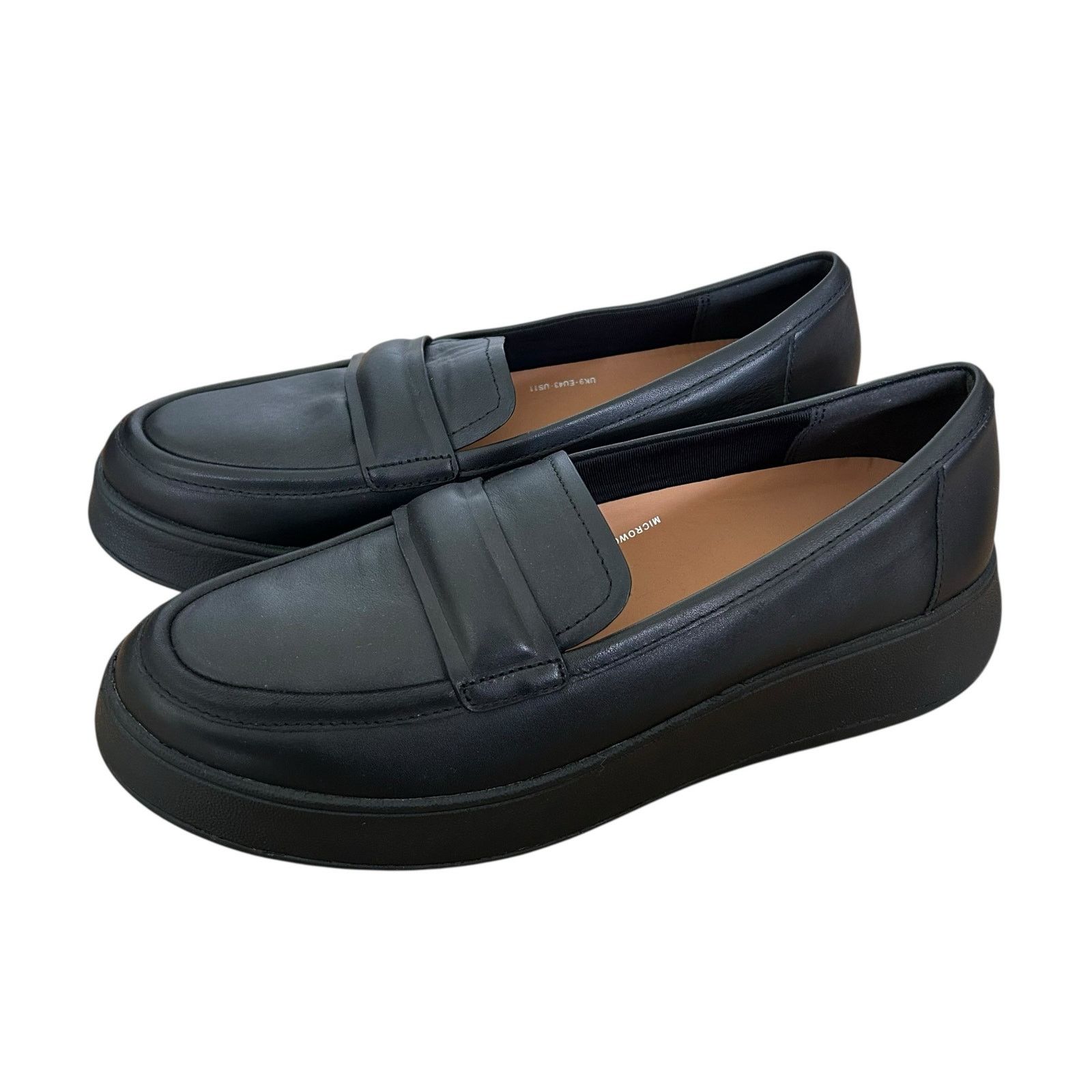 Other FitFlop Black Padded Detail Leather Flatform Loafers Sz 11 Size US 11 / IT 41 - 4 Thumbnail