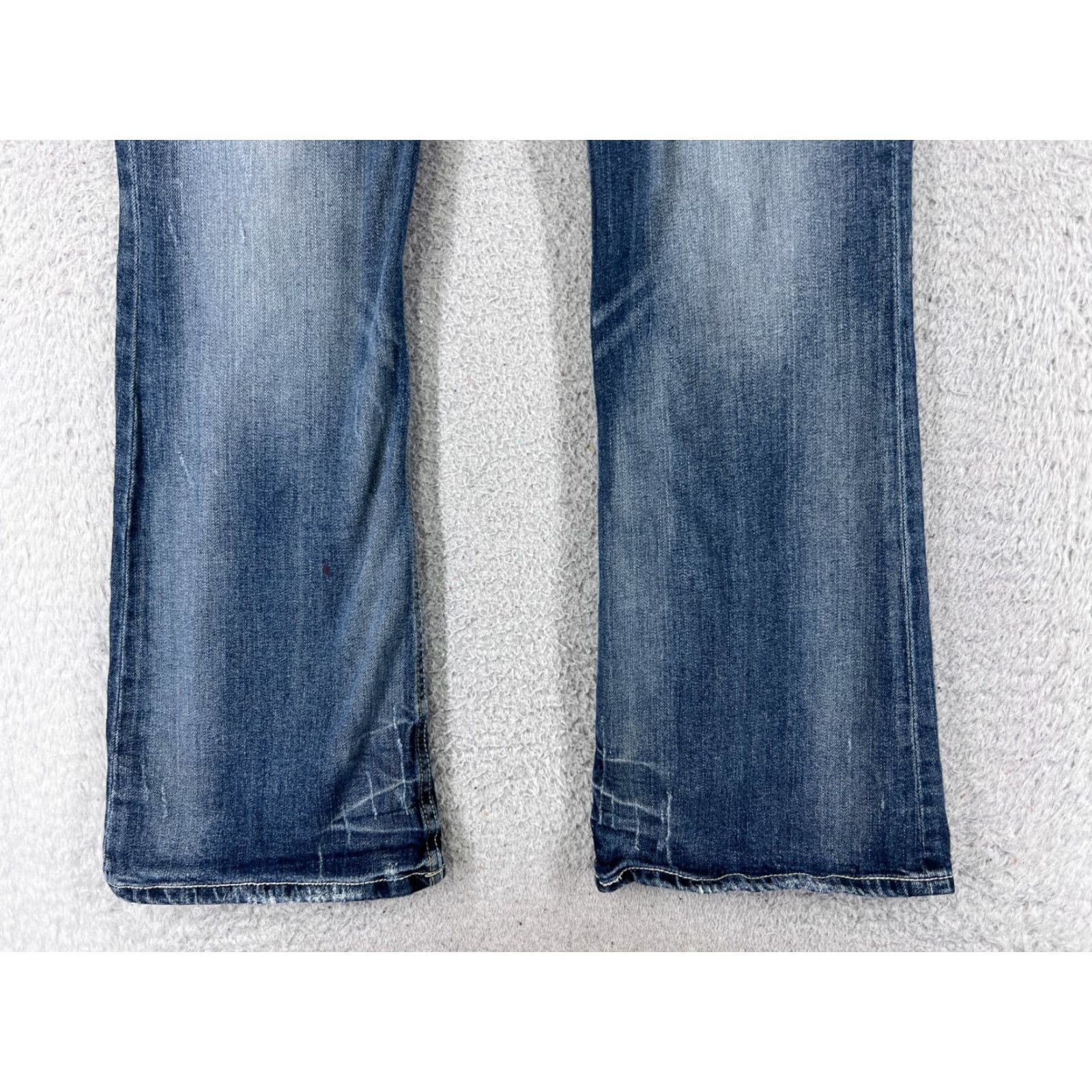 Vintage Maurices Jeans Womens Flared 11 Blue Denim Cotton 31x32 Read Embroidered Pocket 5-Pocket Design Zipper Button Regular Stretch Size 32" / US 10 / IT 46 - 2 Thumbnail