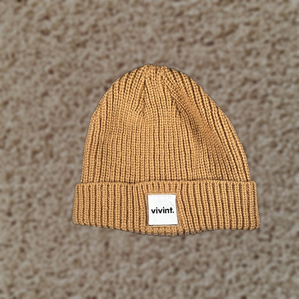 Doublet Vivint Beanie Toque Beanie Hat Adult One Size Beige Acrylic Knit Cuffed Security Outdoor Ski Trendy Mens Size ONE SIZE - 1 Thumbnail