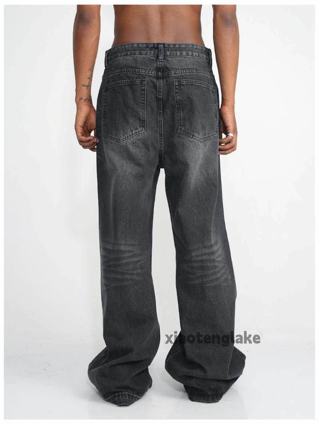 Jean washed faded loose baggy yuppie rocker bootcut jeans Size US 30 / EU 46 - 5 Thumbnail