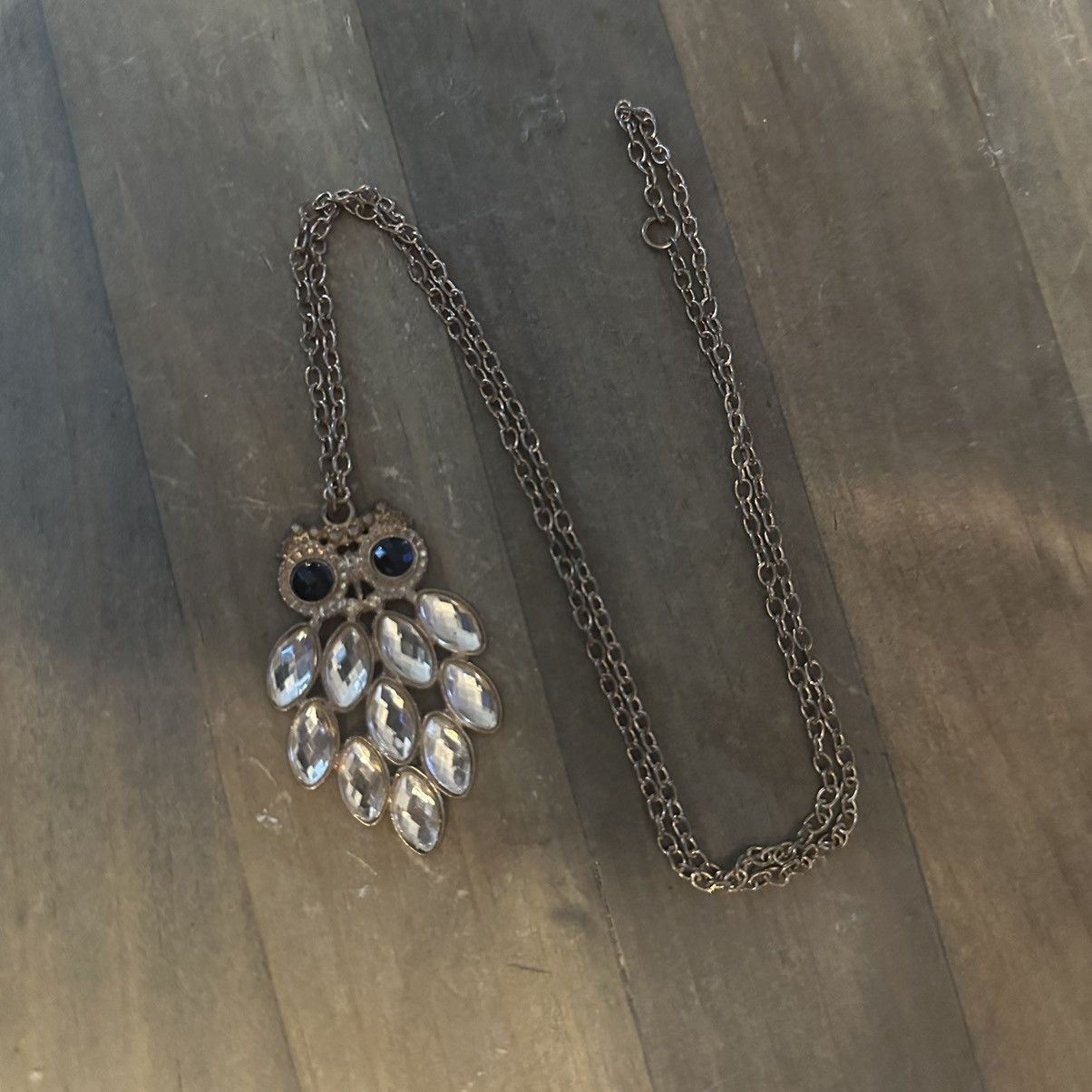 Vintage Vintage rhinestone owl pendant necklace Size ONE SIZE - 2 Thumbnail