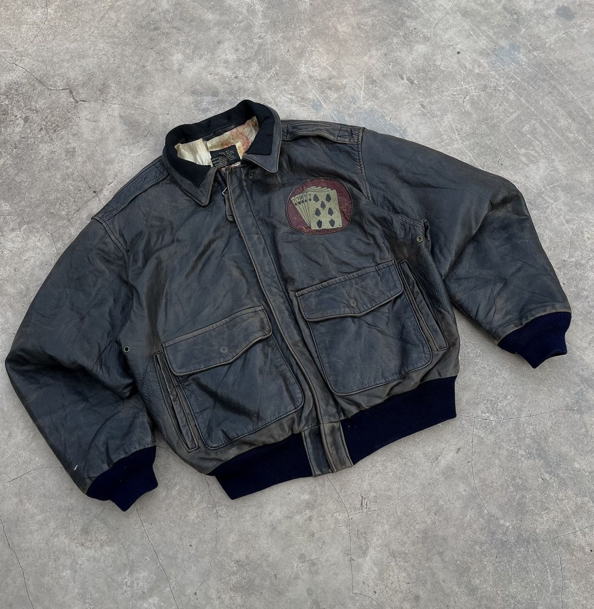 Avirex 1987 Avirex 'Sack Time' Hand Painted Pin Up Leather Jacket Size US S / EU 44-46 / 1 - 6 Thumbnail