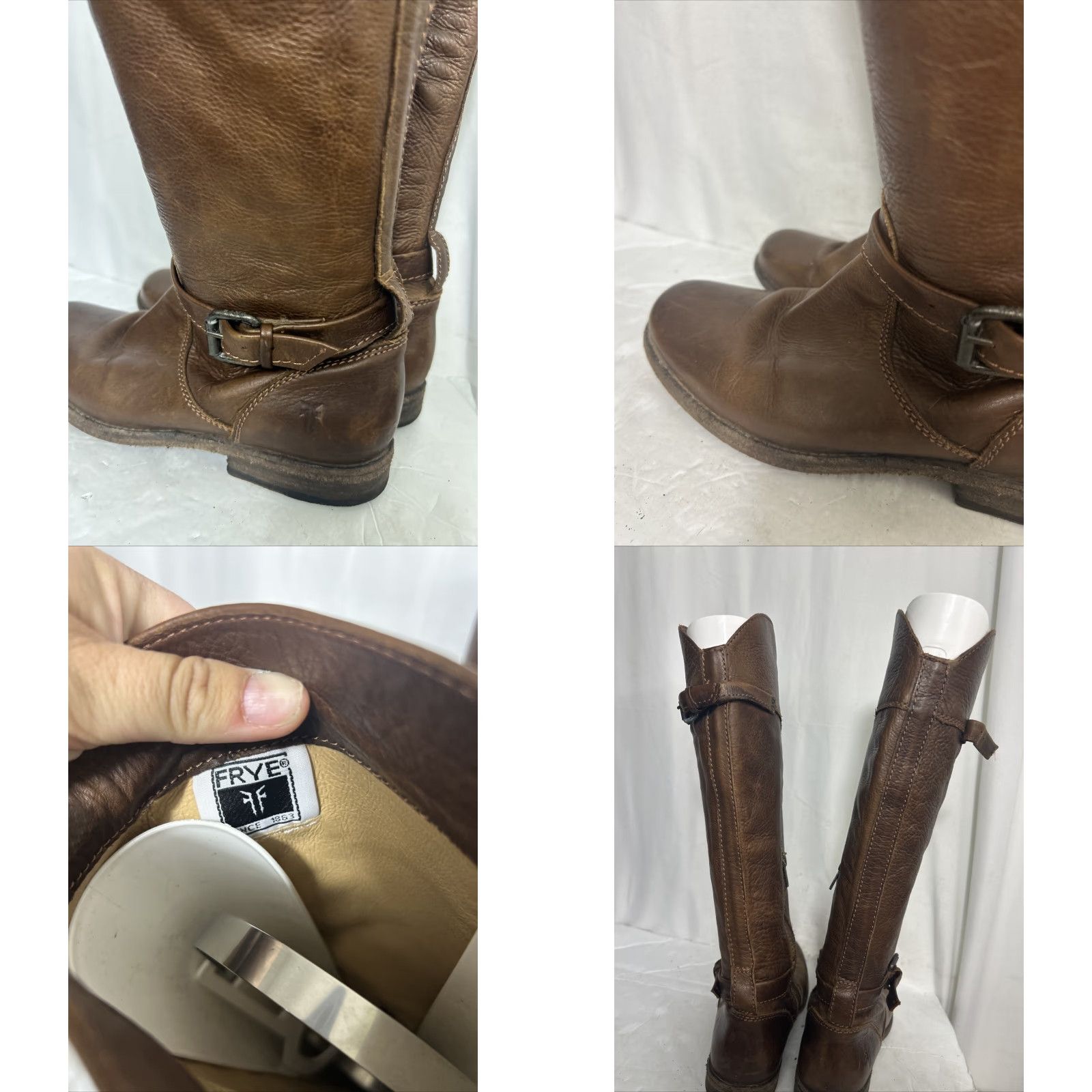Frye Frye Phillip Riding Boots Brown Leather Womens Size 7 Ankle Zip Flaw Strap Size US 7 / IT 37 - 9 Thumbnail