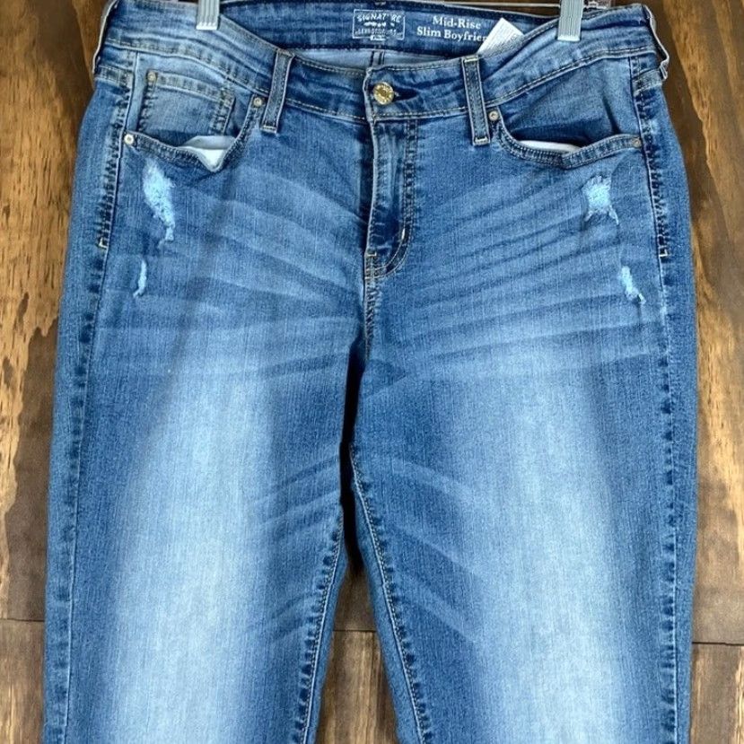 Levi's VINTAGE Levi's Jeans Women Blue Denim Mid Rise Slim Boyfriend Stretch 14 5-Pocket Design Regular Womens Size 36" / US 14 / IT 50 - 2 Thumbnail