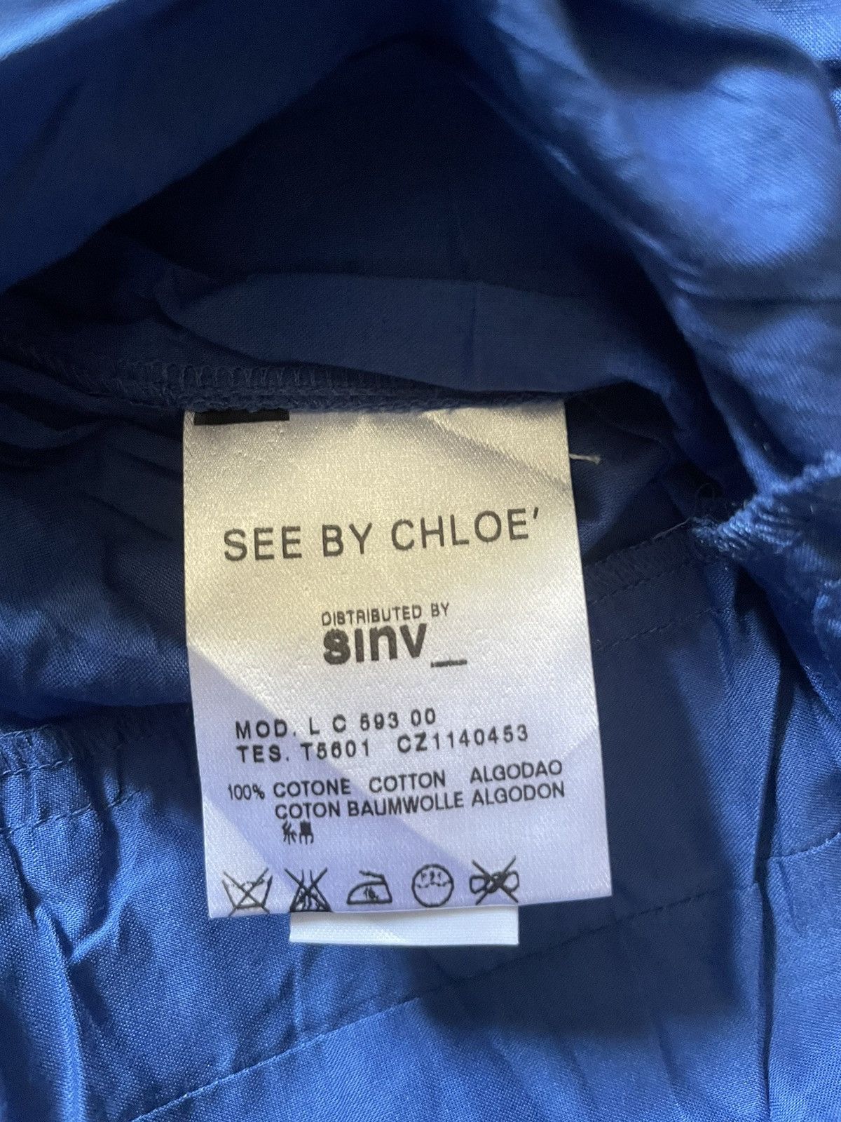 See by Chloe See by Chloe Blue Ruffle Neck Blouse Size XS / US 0-2 / IT 36-38 - 5 Thumbnail
