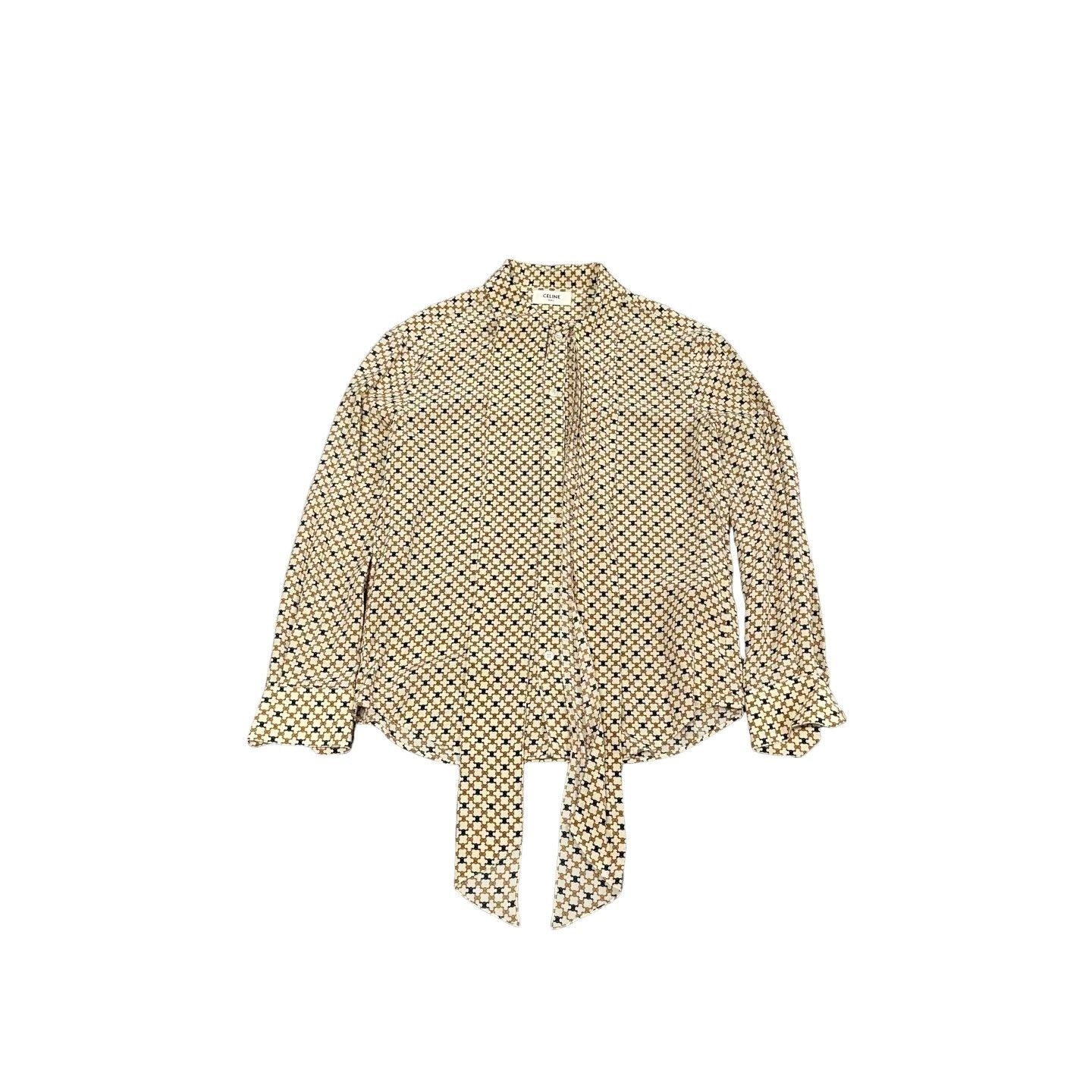 Celine Celine Geometric Tie Neck Silk Blouse FR 38 Size S / US 4 / IT 40 - 1 Thumbnail