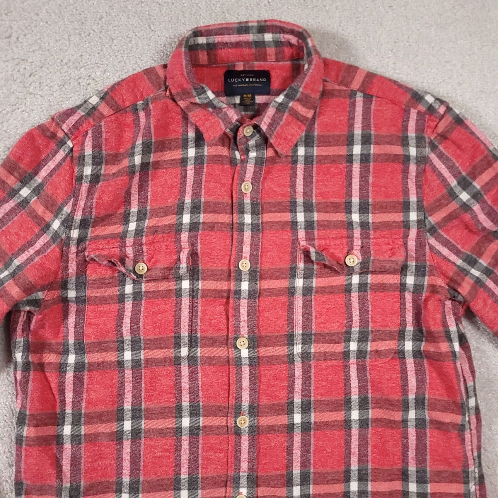 Lucky Brand Lucky Brand Flannel Shirt Mens Medium Red Plaid Button Up Casual Western Mens Regular Red Plaid Western 90s Modern Vintage-Style? Size US M / EU 48-50 / 2 - 3 Thumbnail