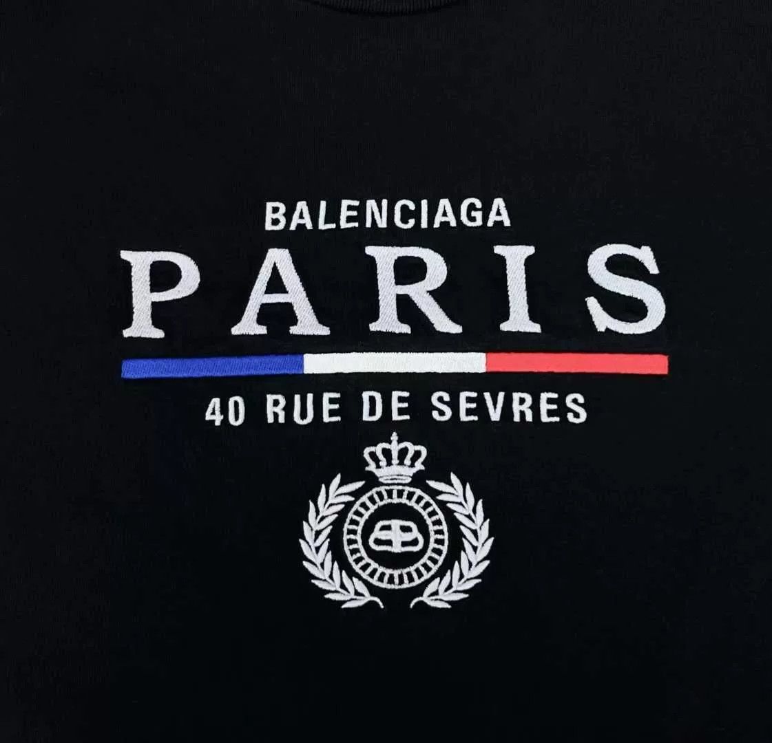 Balenciaga balenciaga black embroidered logo short sleeve t-shirt Size US M / EU 48-50 / 2 - 4 Thumbnail