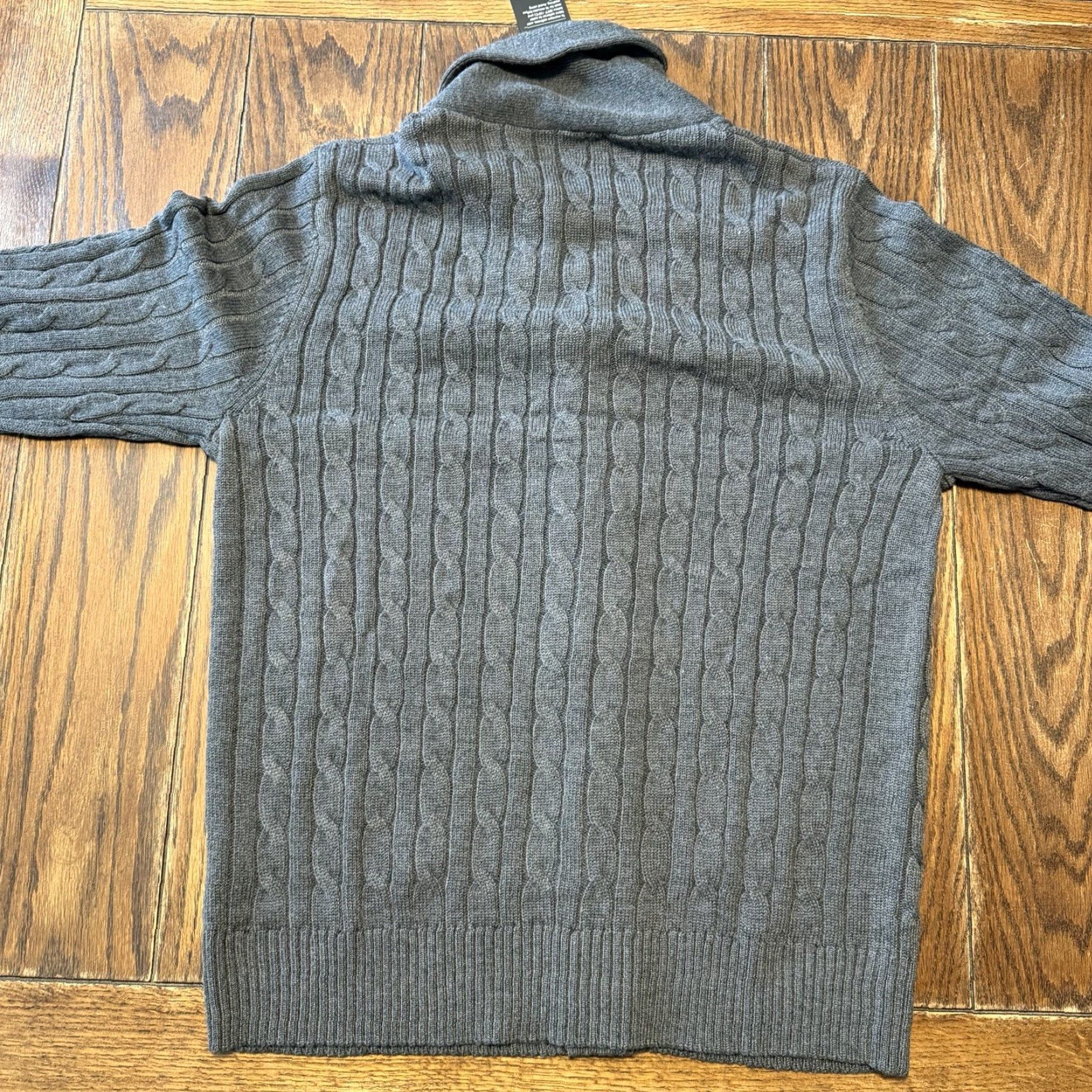Vintage Kallspin Cardigan Sweater Mens Large Gray Fisherman Cable Knit Wool Blend New Size US L / EU 52-54 / 3 - 7 Thumbnail