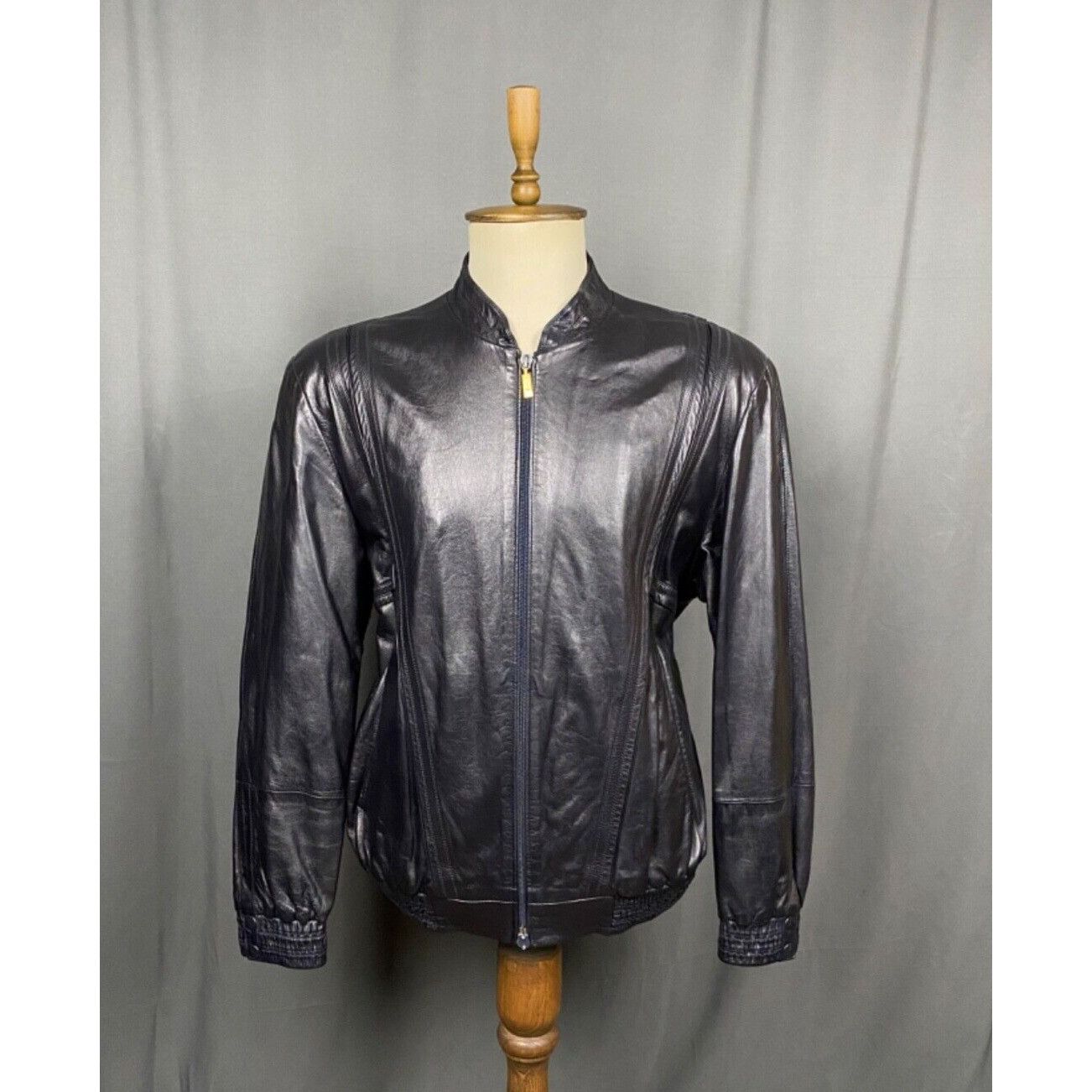 Zilli Zilli Men's Blue Leather Silk Paisley Lining Bomber Jacket S Size US L / EU 52-54 / 3 - 1 Thumbnail