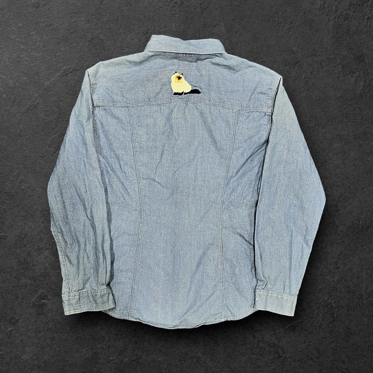 Designer × Vintage Vintage 90’s Embroidered Cats Denim Jean Jacket Size M / US 6-8 / IT 42-44 - 4 Thumbnail
