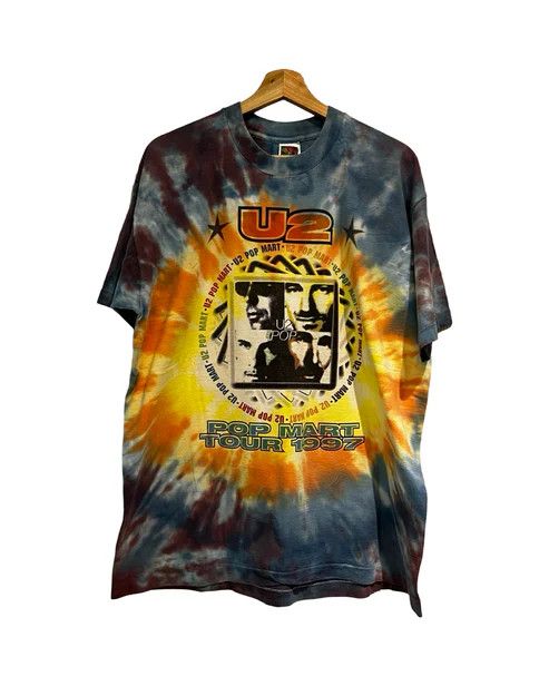 image of Band Tees x Rock Band Vintage 1997 U2 Pop Mart Tie Dye Tour Tee, Men's (Size XL)