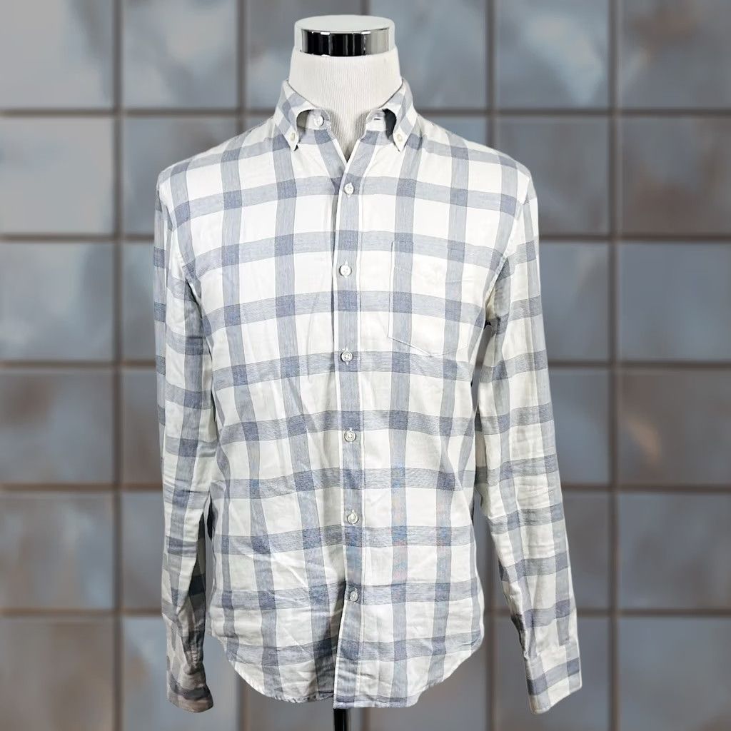 Bonobos Bonobos Small Standard Fit Flannel Shirt Blue White Plaid Cotton Button Down Shirt Men S Blue Plaid Button-Front Casual Regular Fit Size US S / EU 44-46 / 1 - 1 Thumbnail