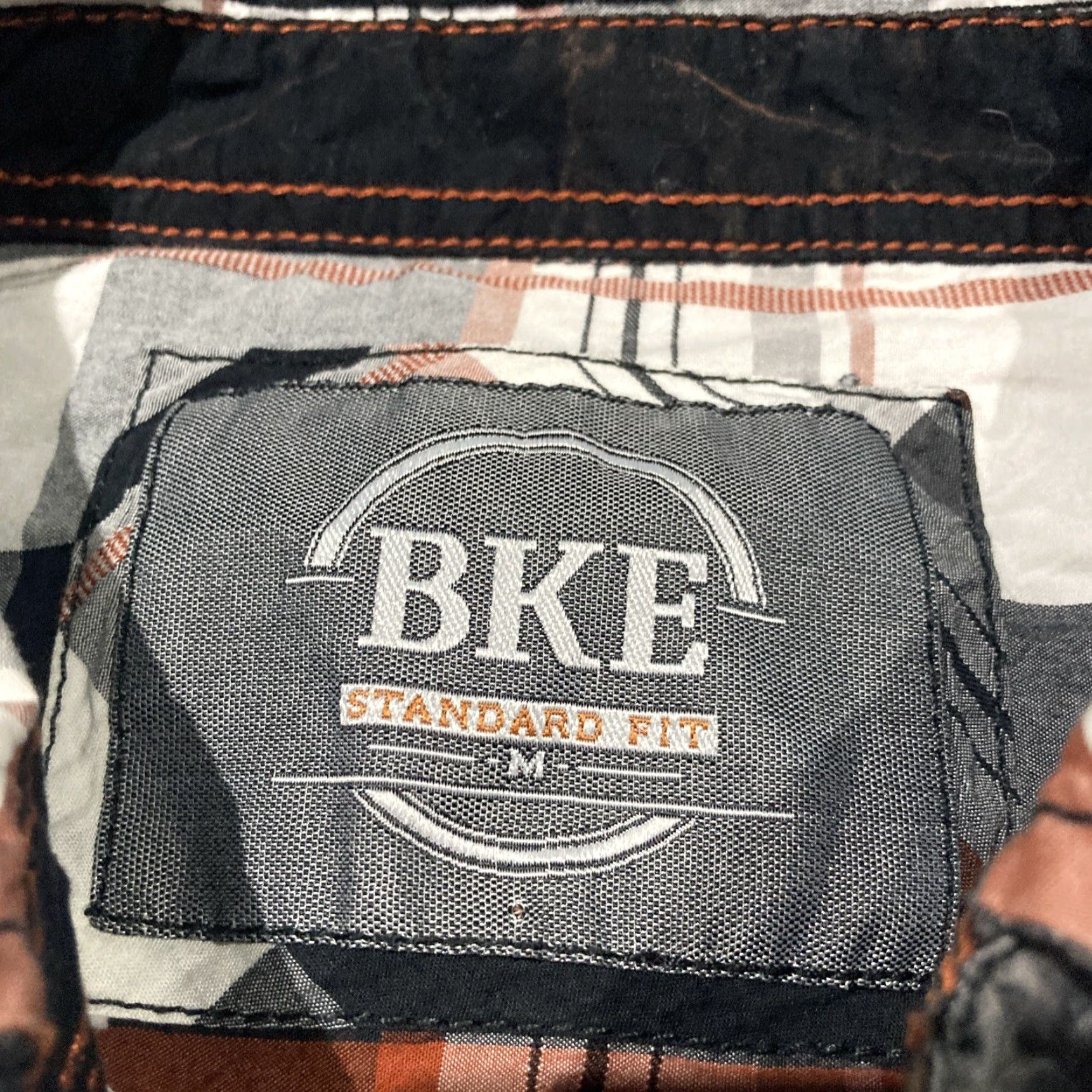 Vintage Buckle BKE Shirt Men M Pearl Snap Western Gray White Orange Plaid Standard Fit Shirt Size US M / EU 48-50 / 2 - 3 Thumbnail