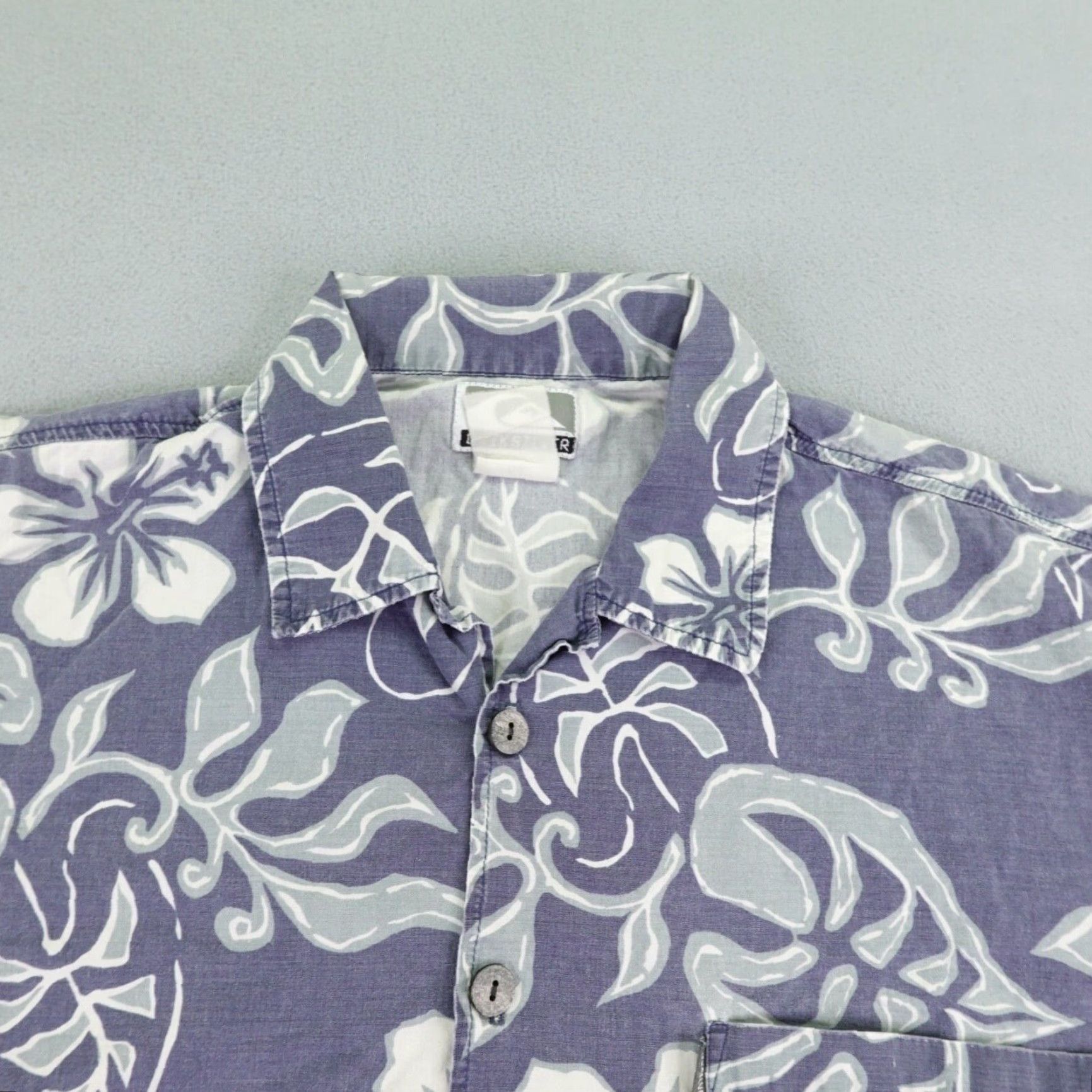 Quiksilver VINTAGE Quiksilver Shirt Mens Medium Blue Hawaiian Floral Button-Up Short Sleeve Beach Surfwear 90s Mens Size US M / EU 48-50 / 2 - 2 Thumbnail