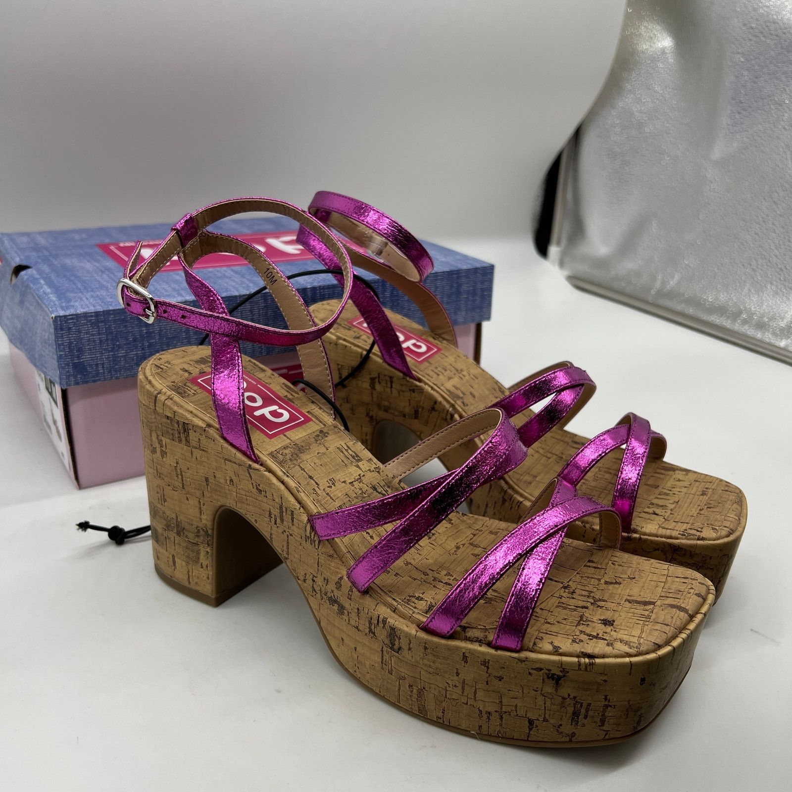 Other Pop Womens Kallie Heeled Sandals Pink Fuschia Multicolor Size US 10 / IT 40 - 4 Thumbnail