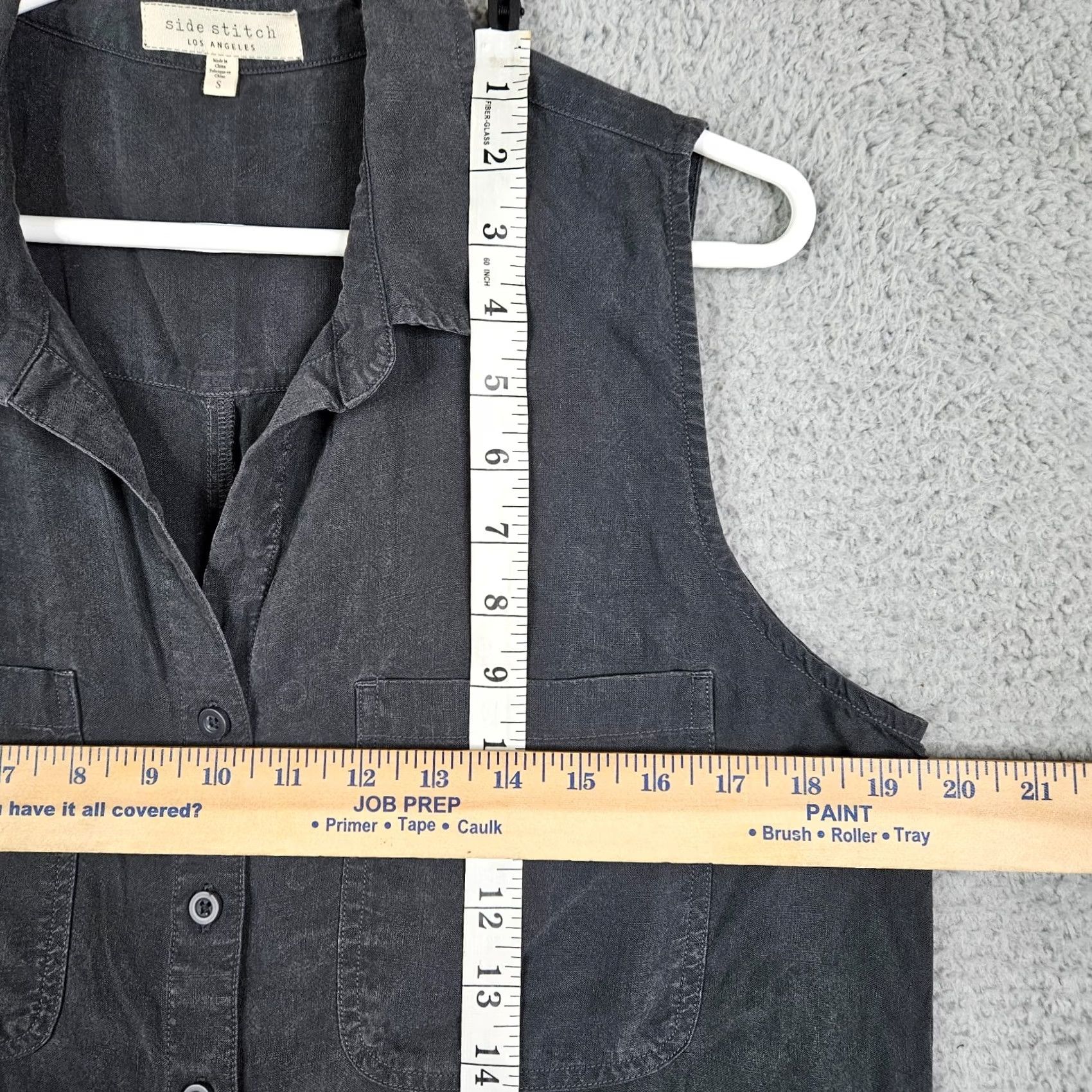 Vintage SIDE STITCH Dress Women's Dark Gray Tencera Button Front A-Line Knee Length S Gray Size S / US 4 / IT 40 - 3 Thumbnail