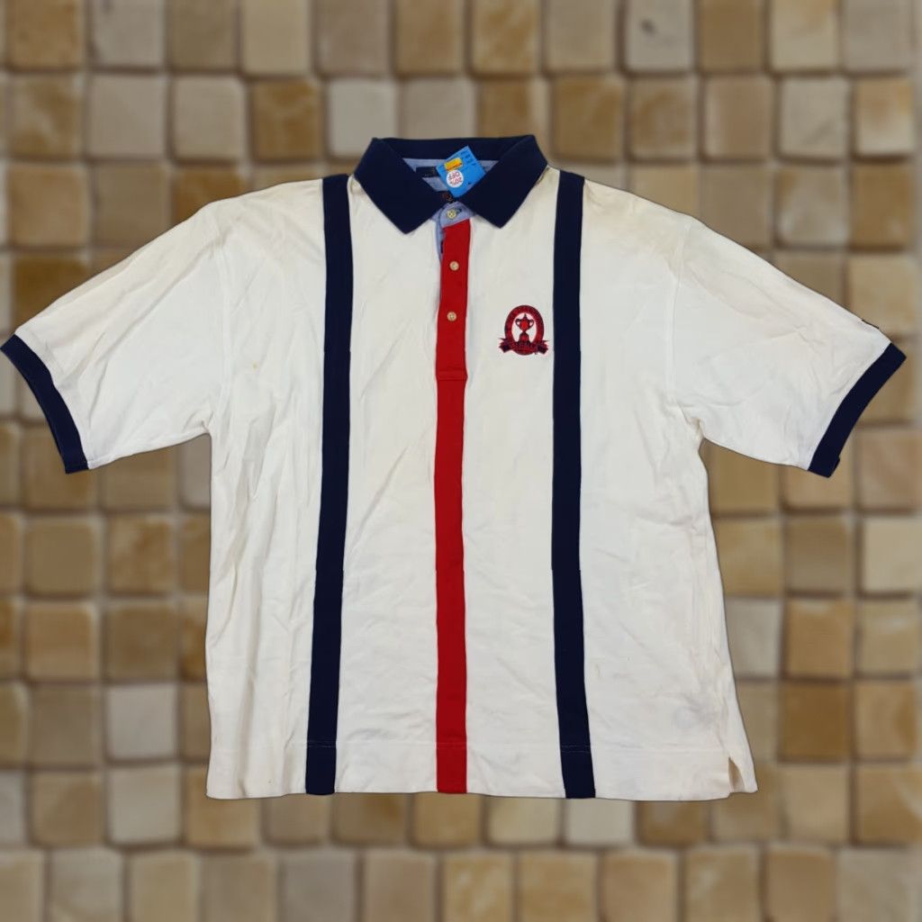 Tommy Hilfiger VINTAGE Tommy Hilfiger Polo Shirt Striped Collared Short Sleeve Men's L White 90s Casual Golf Retro Sports Tennis Y2K Size US L / EU 52-54 / 3 - 1 Thumbnail