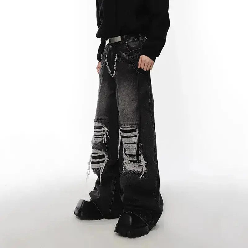 Japanese Brand Japanese Opium Ripped pants design high street holes washed Size US 32 / EU 48 - 6 Thumbnail