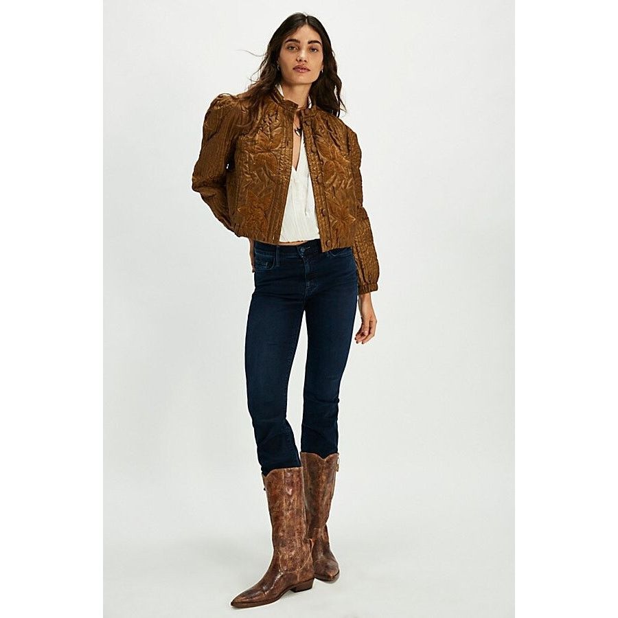 Free People NWT Quinn Quilted Jacket $198 X-LARGE Teal Combo Off-White Size L / US 10 / IT 46 - 4 Thumbnail