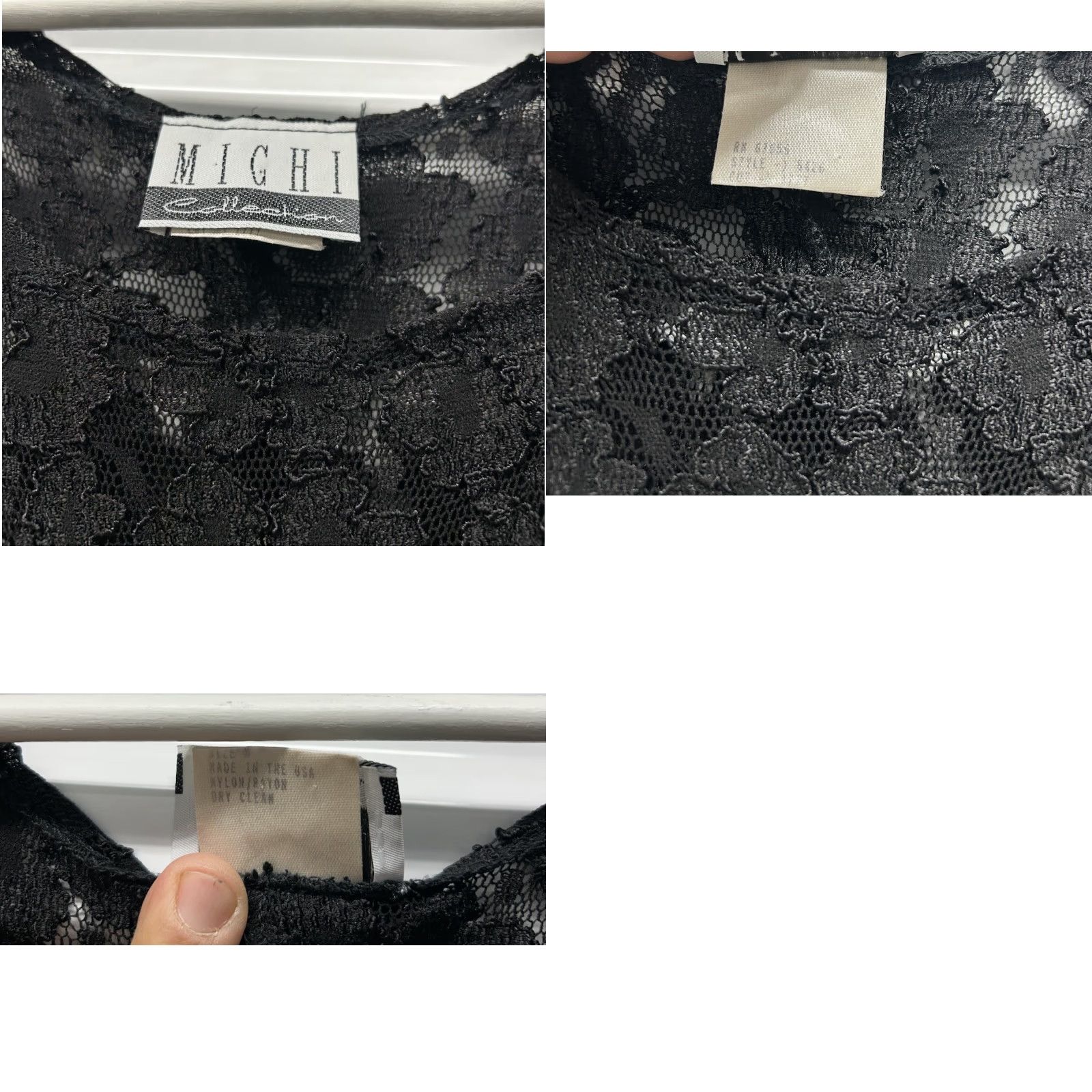 Vintage VINTAGE Michi Collection Iconic Black Floral Lace Evening Dress Womens Sheath Long Sleeve M Black Floral Lace Party Wedding Formal Size M / US 6-8 / IT 42-44 - 8 Thumbnail